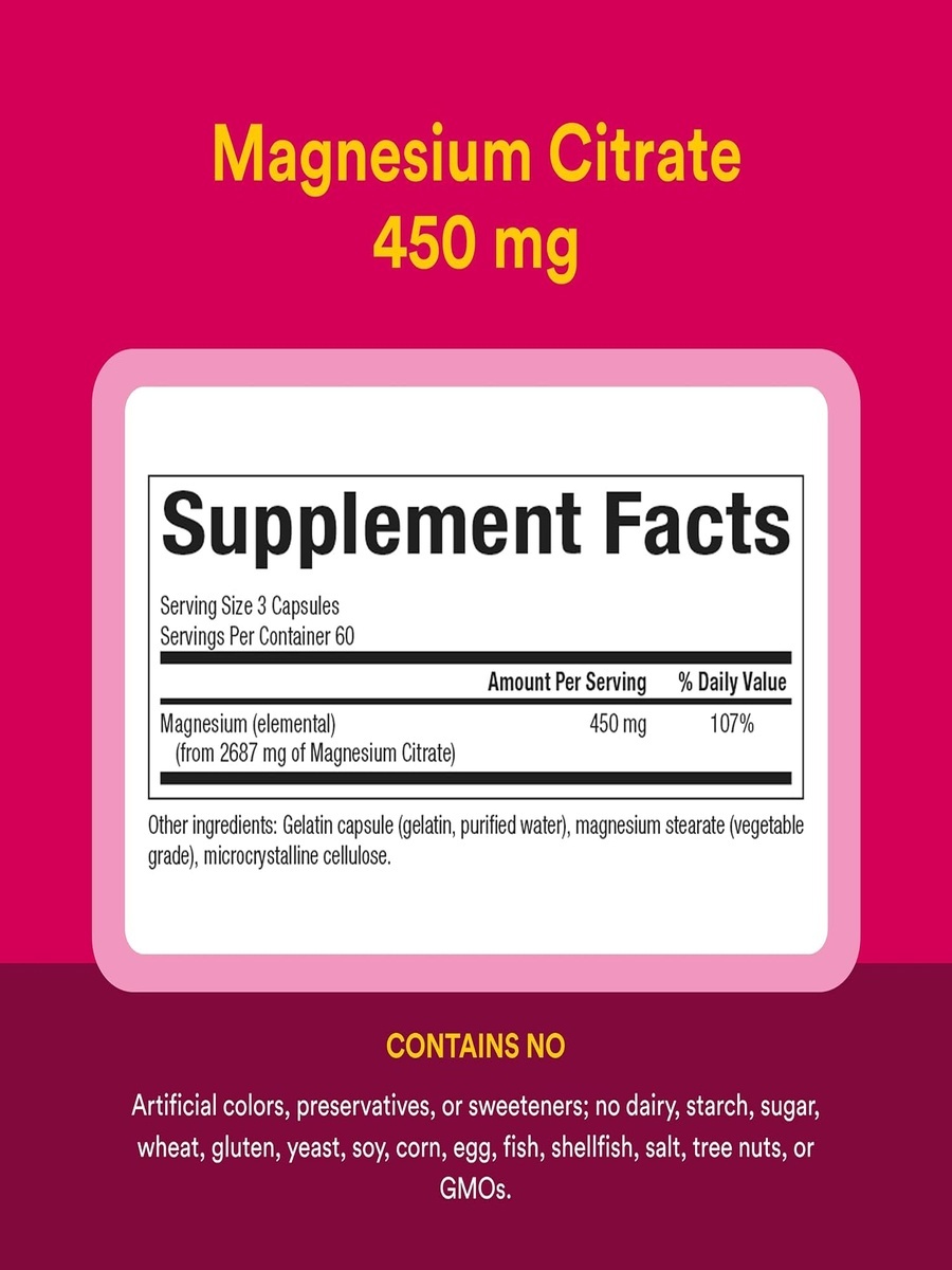 Magnesium Citrate 150 mg Capsules | Unflavored | Cardiovascular Health | 180 Capsules