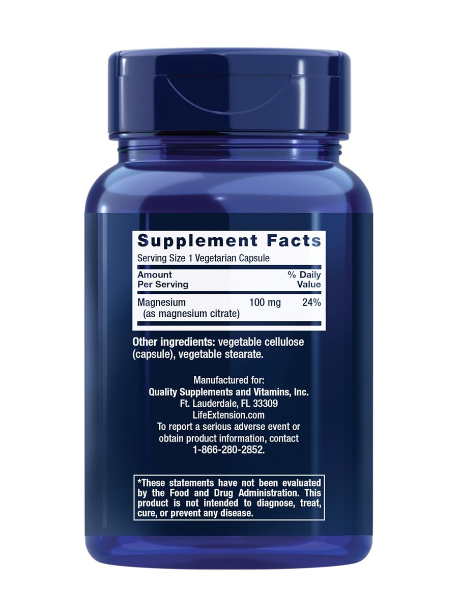 Magnesium Citrate 100 mg | Cardiovascular Health |  100 Vegetarian Capsules