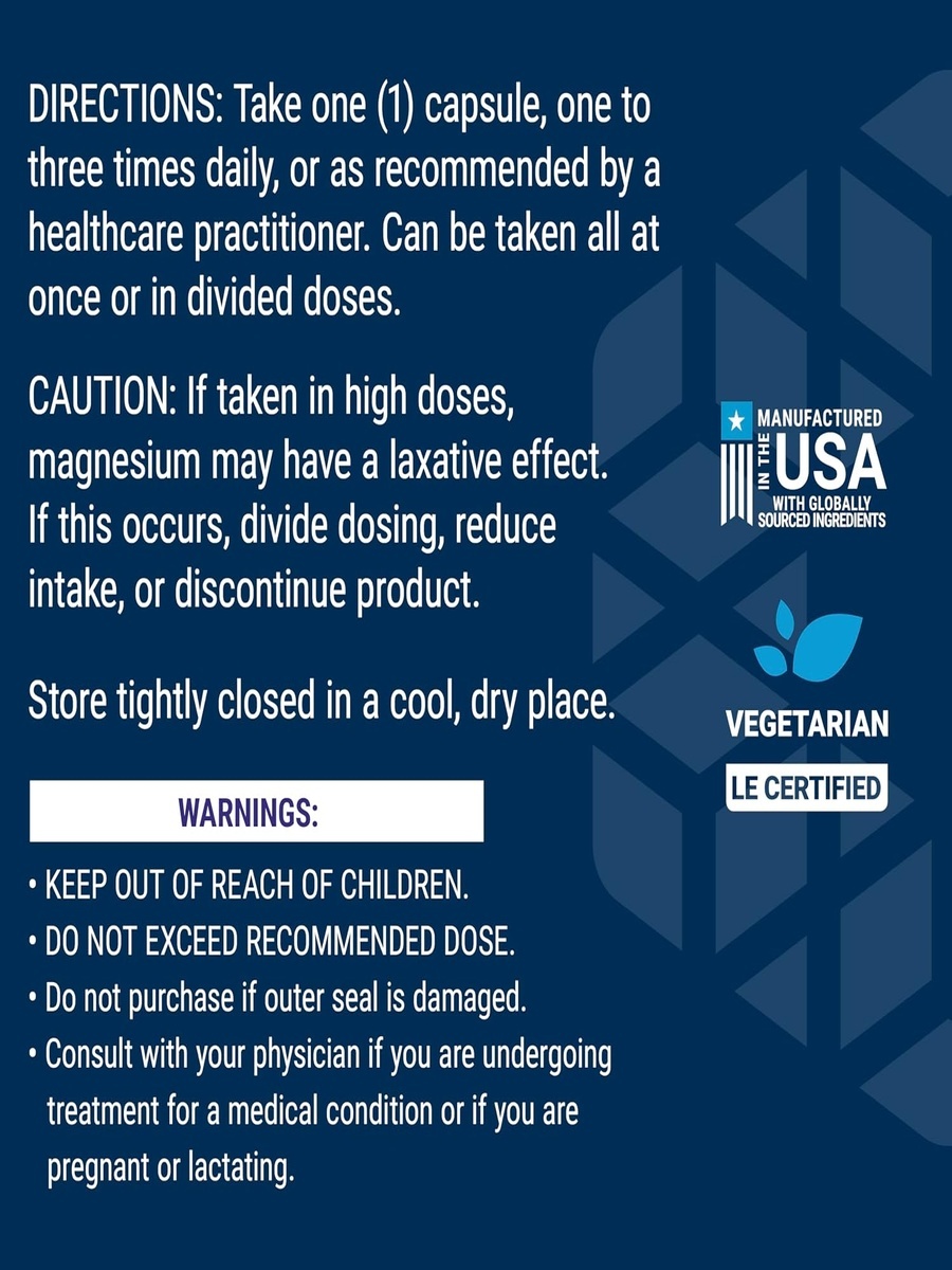 Magnesium Citrate 100 mg | Cardiovascular Health |  100 Vegetarian Capsules