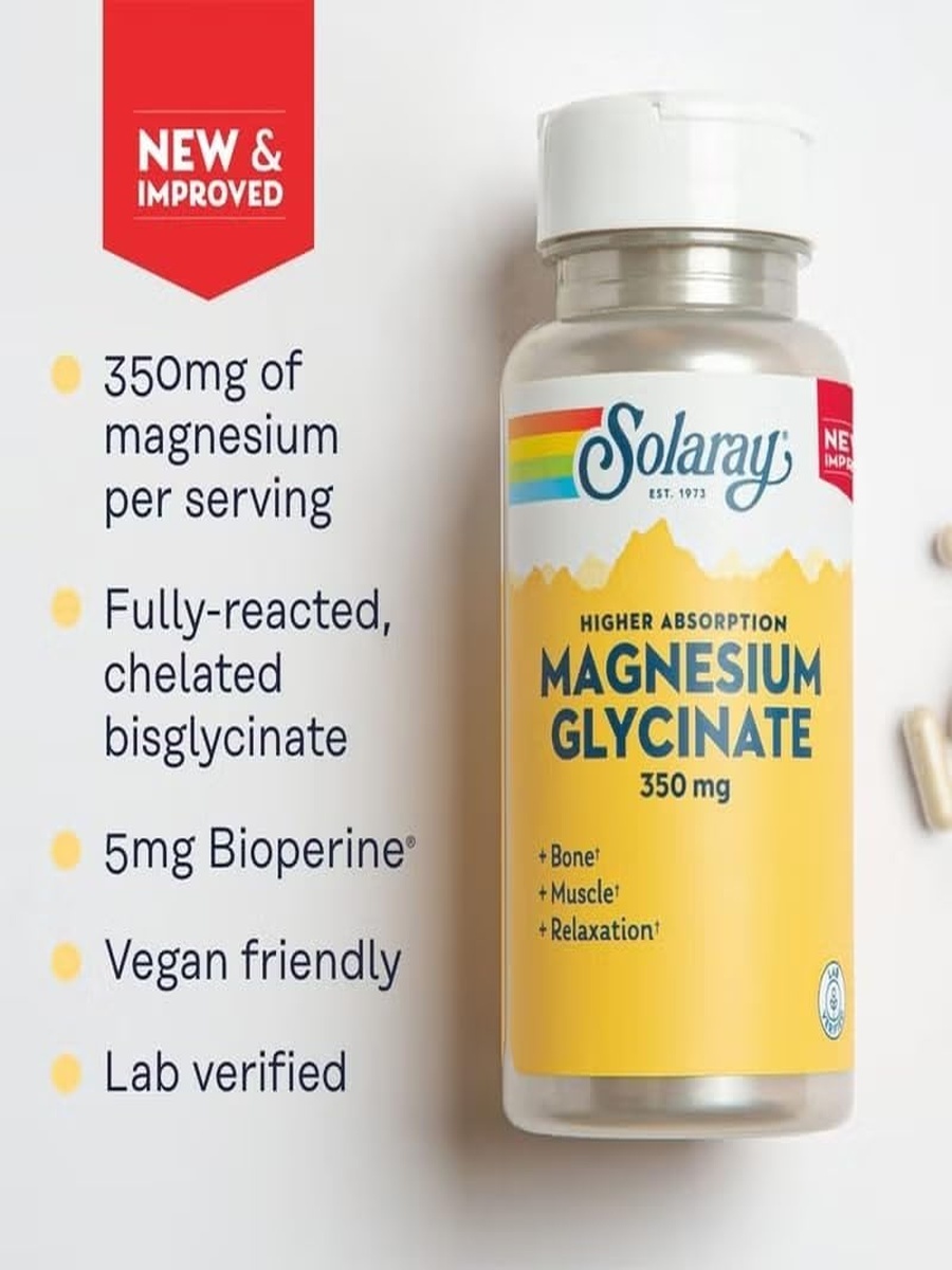 High Absorption Magnesium Glycinate 350 mg | Bone and Muscle Support | 120 Veggie Capsules