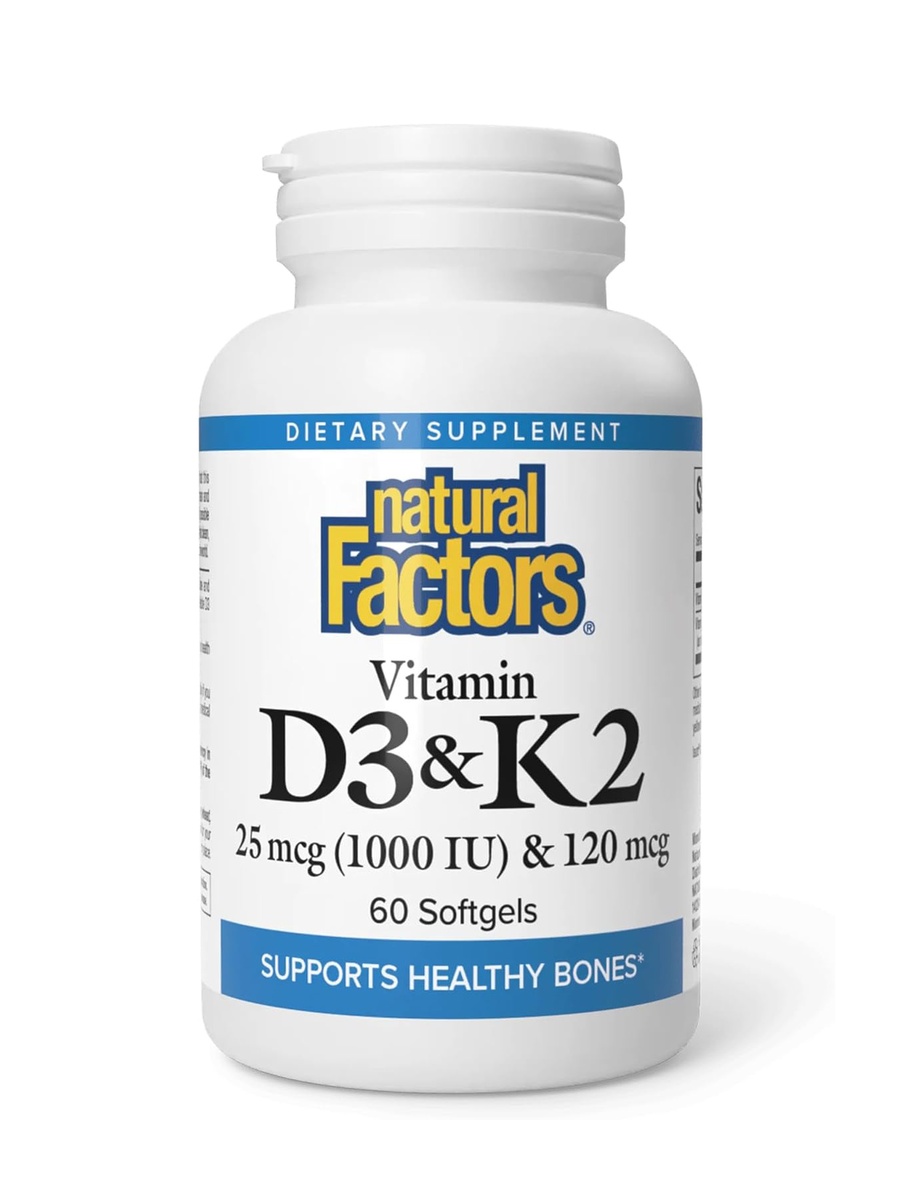 Vitamin D3, 25 mcg and Vitamin K2, 120 mcg | Unflavored | Bone Health Support, Energy Management | Vitamin D3, Vitamin K, Calcium, Vitamin D |  60 Softgels