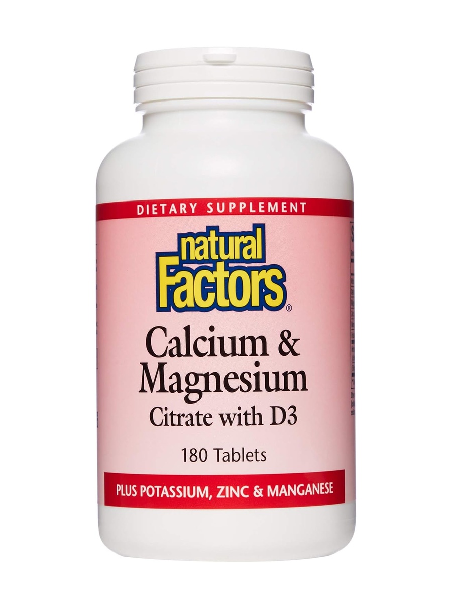 Calcium, Magnesium Citrate with D3 | Unflavored | Sleep Support | Potassium, Zinc, Manganese | 180 Tablets