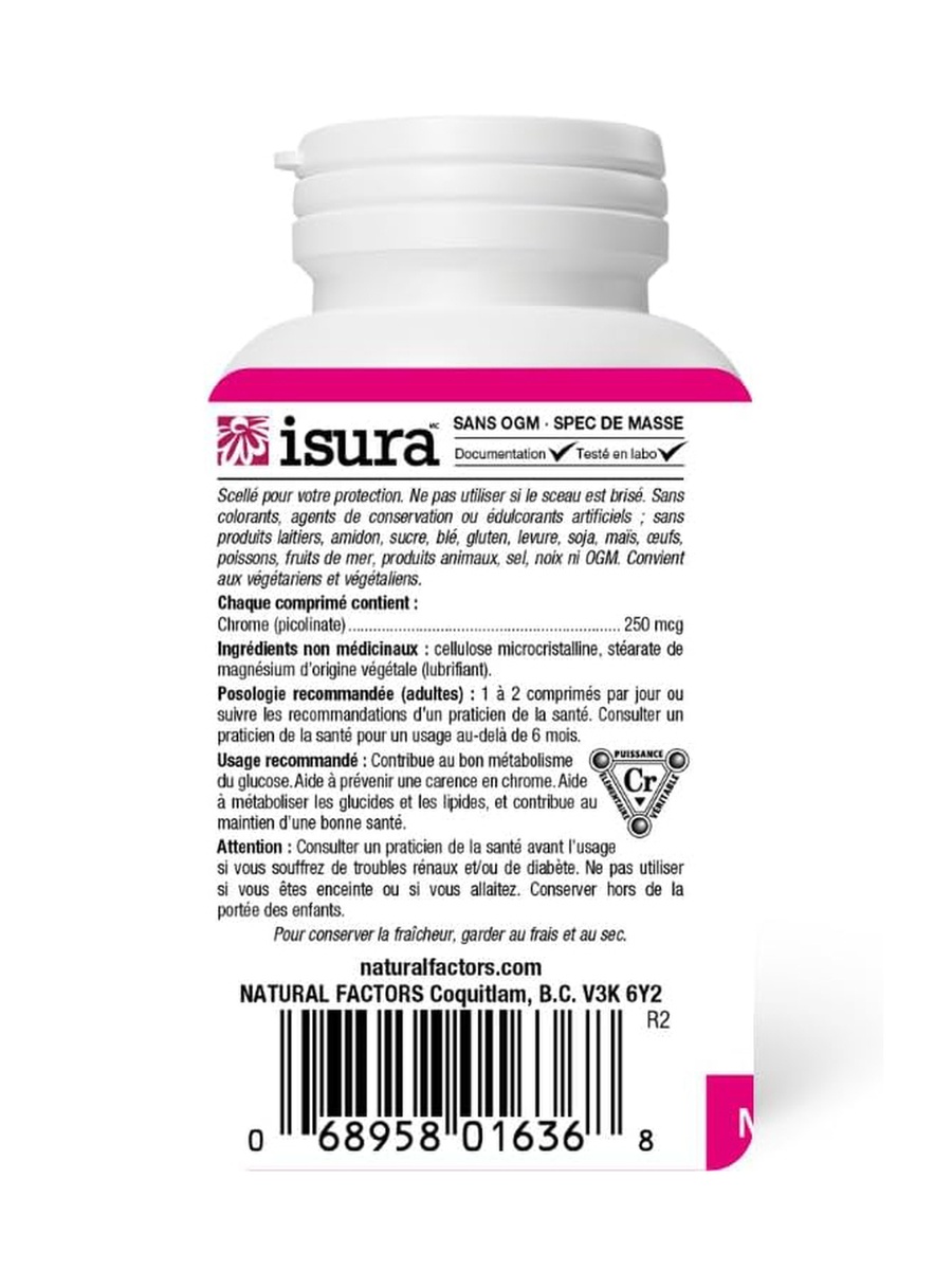 Chromium Picoline 250 mcg | Unflavored | Healthy Glucose Metabolism |  90 Tablets