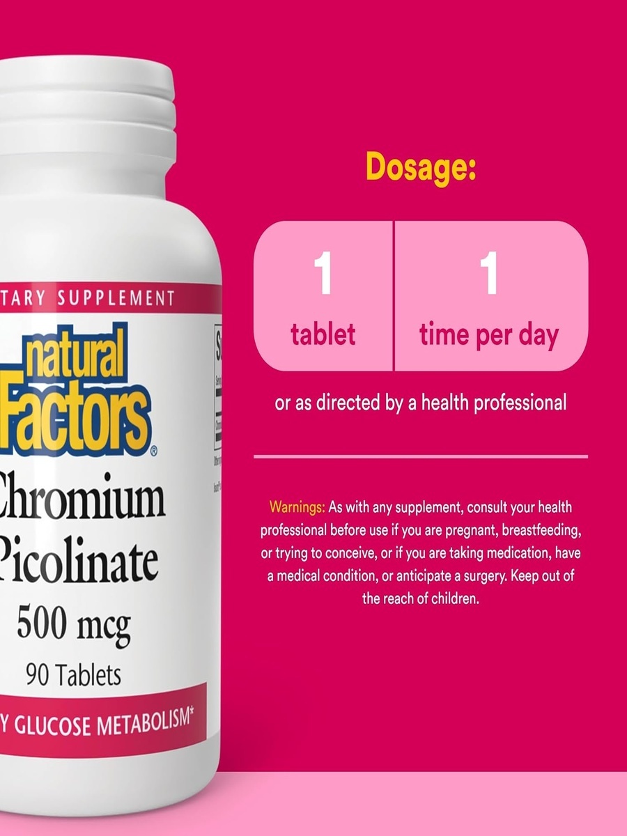 Chromium Picoline 500 mcg | Unflavored | Healthy Glucose Metabolism |  90 Tablets