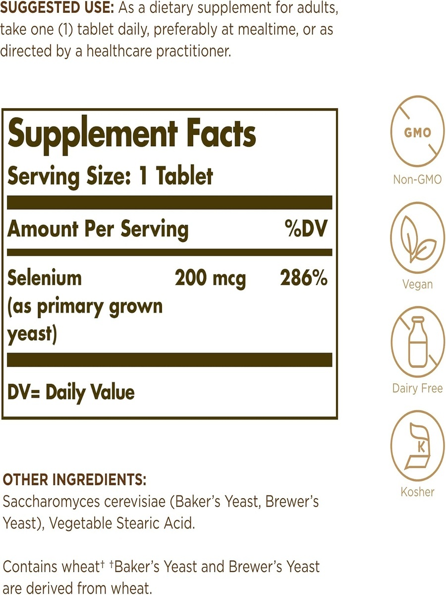 Selenium 200 mcg | Detoxing | Selenium |  100 Tablets