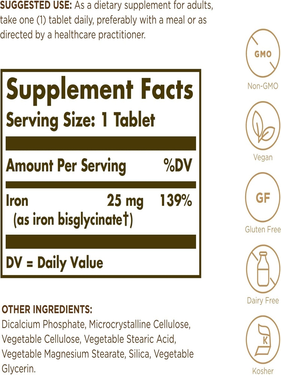 Chelated Iron | Unflavored | Cardiovascular Support | Magnesium |  100 Tablets