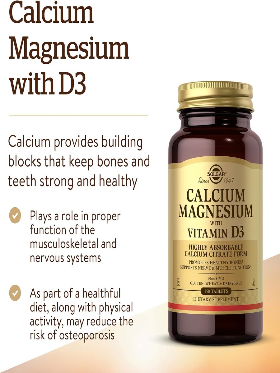 Calcium Magnesium With Vitamin D3 | Unflavored | bone health support | Calcium | 150 Tablets