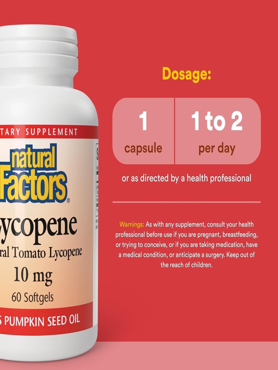 Natural Tomato Lycopene 10 mg Softgels | Pumpkin Seed Oil | Immune Support |  60 Softgels