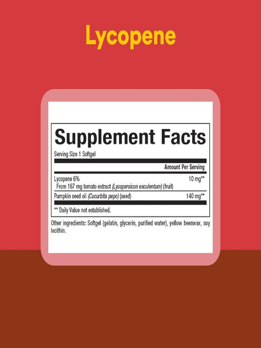 Natural Tomato Lycopene 10 mg Softgels | Pumpkin Seed Oil | Immune Support |  60 Softgels