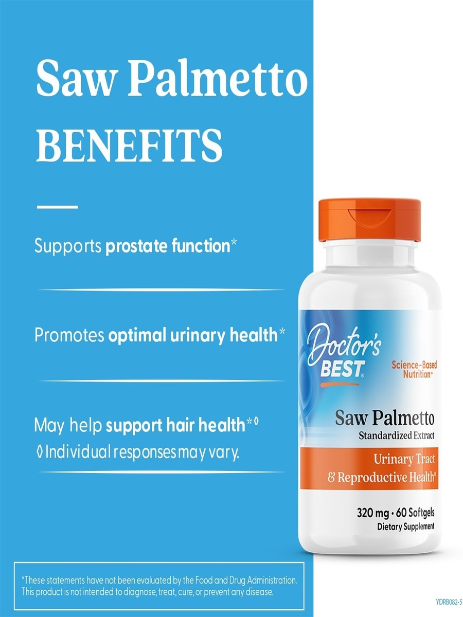 Saw Palmetto Extract 320 mg | Men’s Health & Prostate Health Support | Unflavored | 60 Capsules