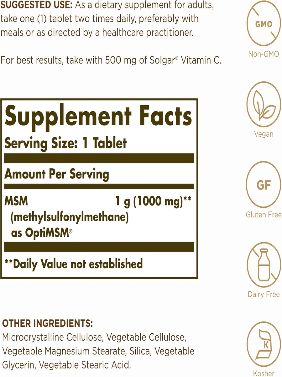 a MSM 1000 mg | Unflavored | Metabolism Management | Magnesium | 120 Tablets