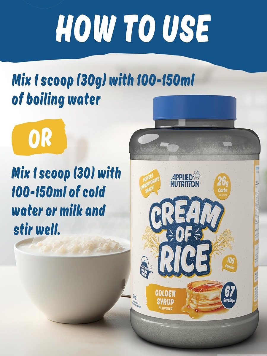 Cream of Rice | Golden Syrup, 2 kg | Digestive Health Support | 67 Servings