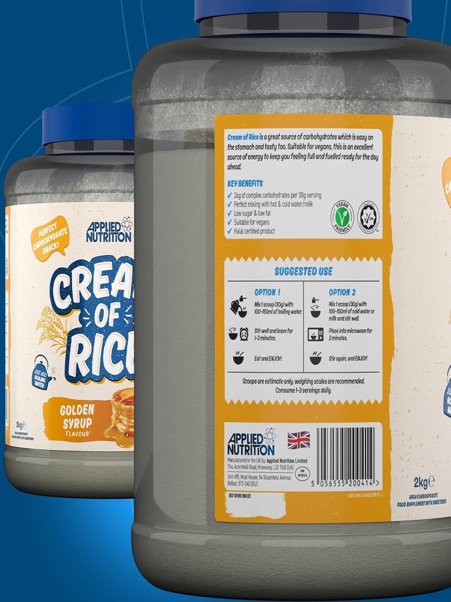 Cream of Rice | Golden Syrup, 2 kg | Digestive Health Support | 67 Servings