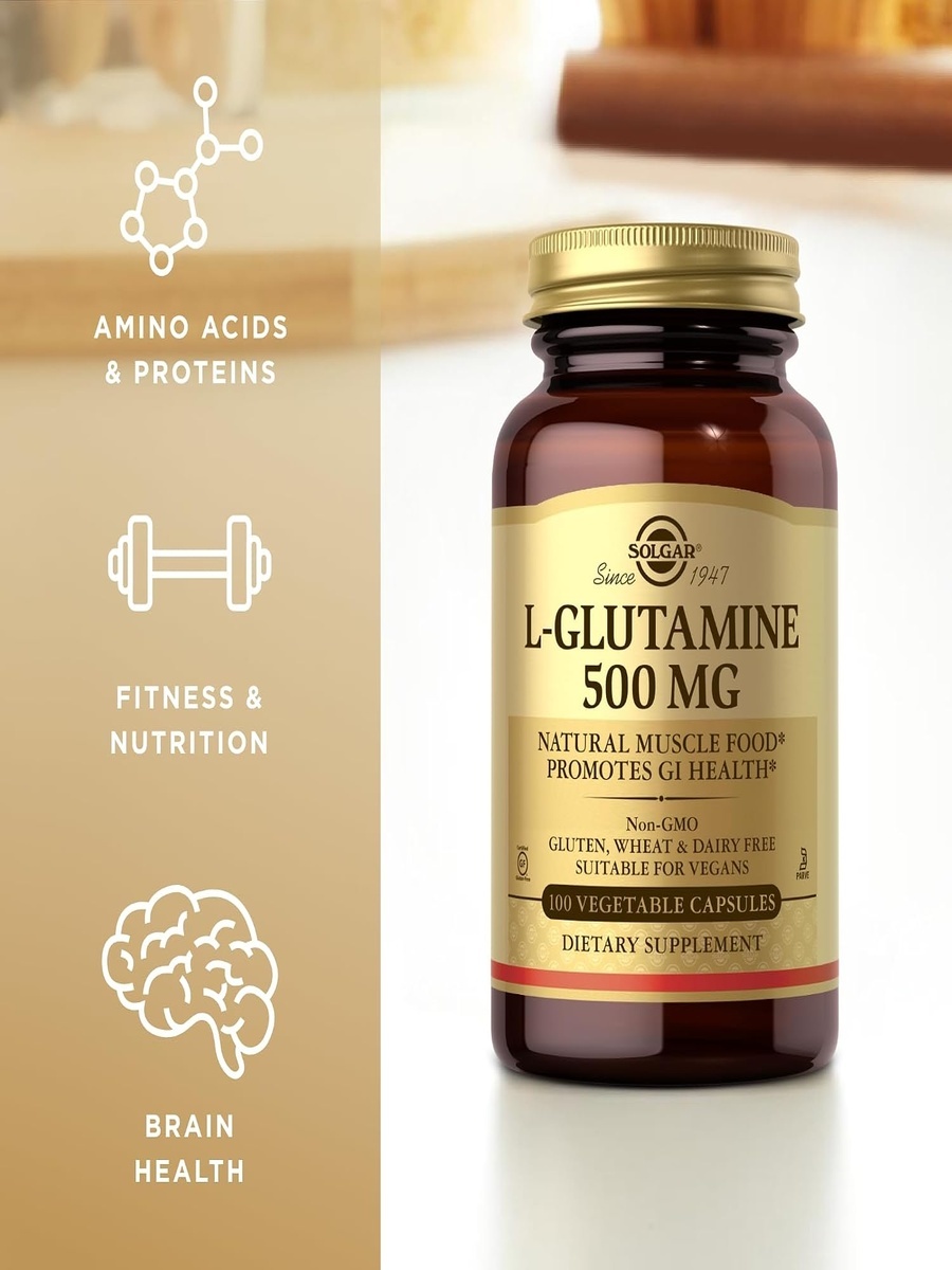 L-Glutamine 500 mg | Gluten, Wheat, Dairy Free | Gastrointestinal | Amino Acid |  100 Vegetable Capsules