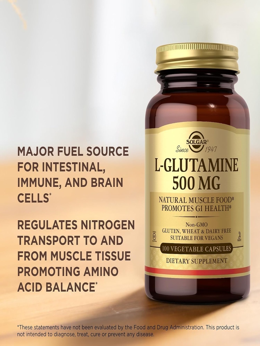 L-Glutamine 500 mg | Gluten, Wheat, Dairy Free | Gastrointestinal | Amino Acid |  100 Vegetable Capsules
