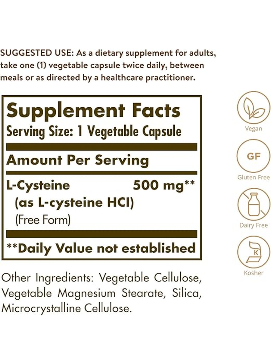 L-Cysteine 500 mg | No artificial flavors. | Detoxing | protein |  90 Capsules