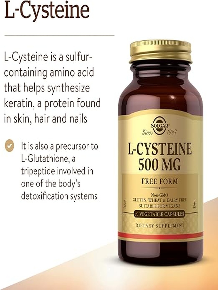 L-Cysteine 500 mg | No artificial flavors. | Detoxing | protein |  90 Capsules
