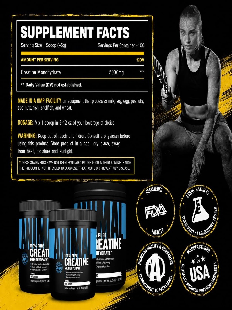 Micronized Creatine - Delay Muscle Fatigue | Unflavored, 500 g | Muscle Growth | Creatine | 100 Servings