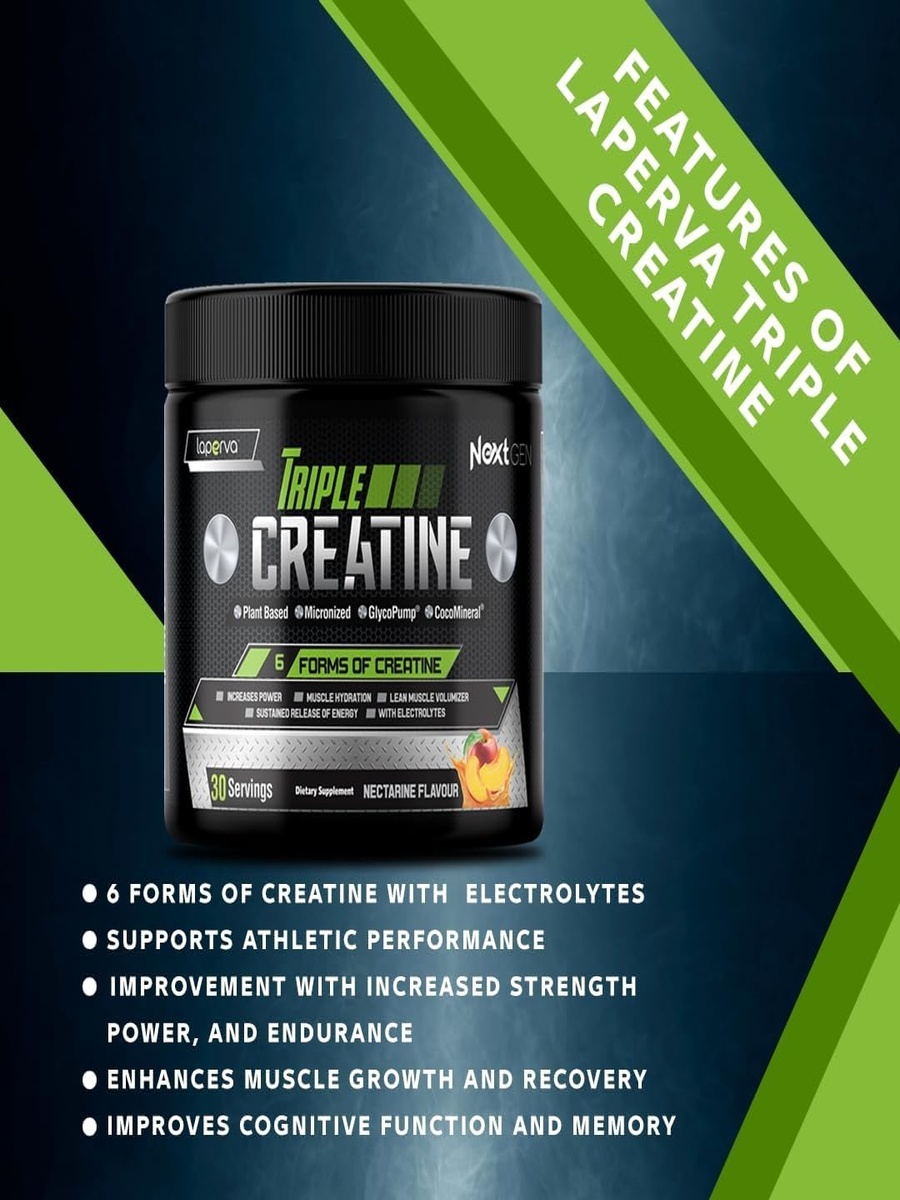 Triple Creatine | Nectarine | Muscle Growth | Creatine | 30 Servings