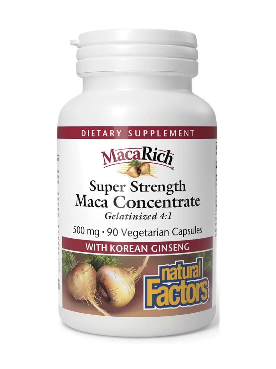 Super Strength Maca Concentrate 500 mg | Koren Ginseng, Gelatinized 4:1 | Antioxidant |  90 Vegetable Capsules