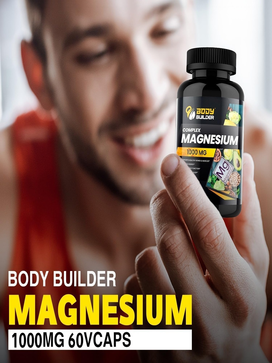 Magnesium 1000mg Capsules | Sleep Support | Bones & Muscles | Nerve Functions | 60 Capsules
