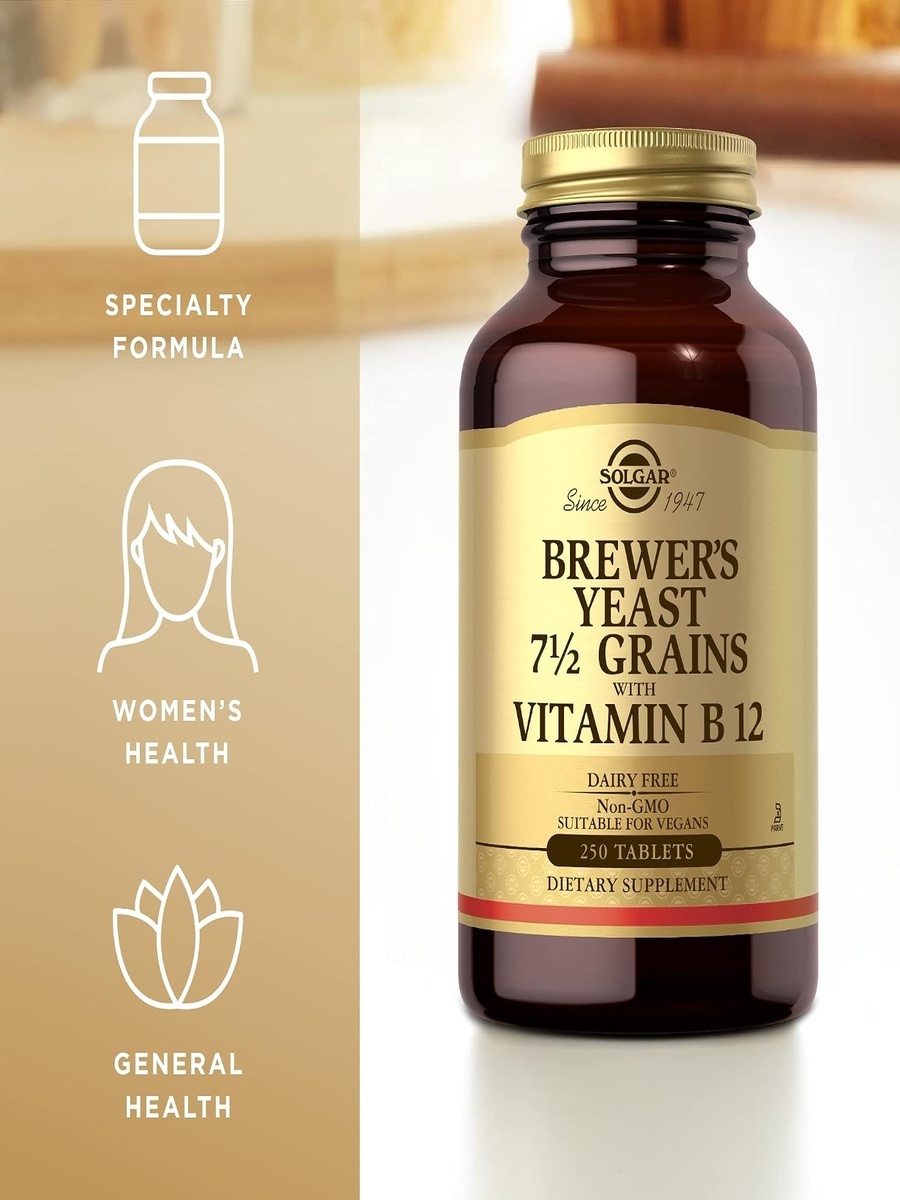 Brewers Yeast With Vitamin B12 Tablets | Unflavored | Immune Support | Vitamin B12 | 250 Tablets
