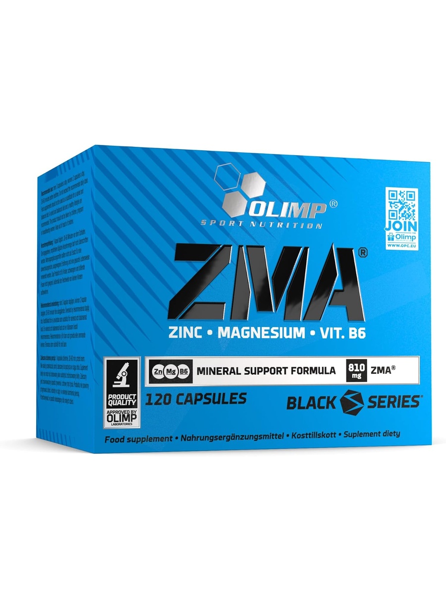 ZMA Mineral Support Capsules | Muscle Pain Control | Zinc, Magnesium, B6 | 120 Capsules