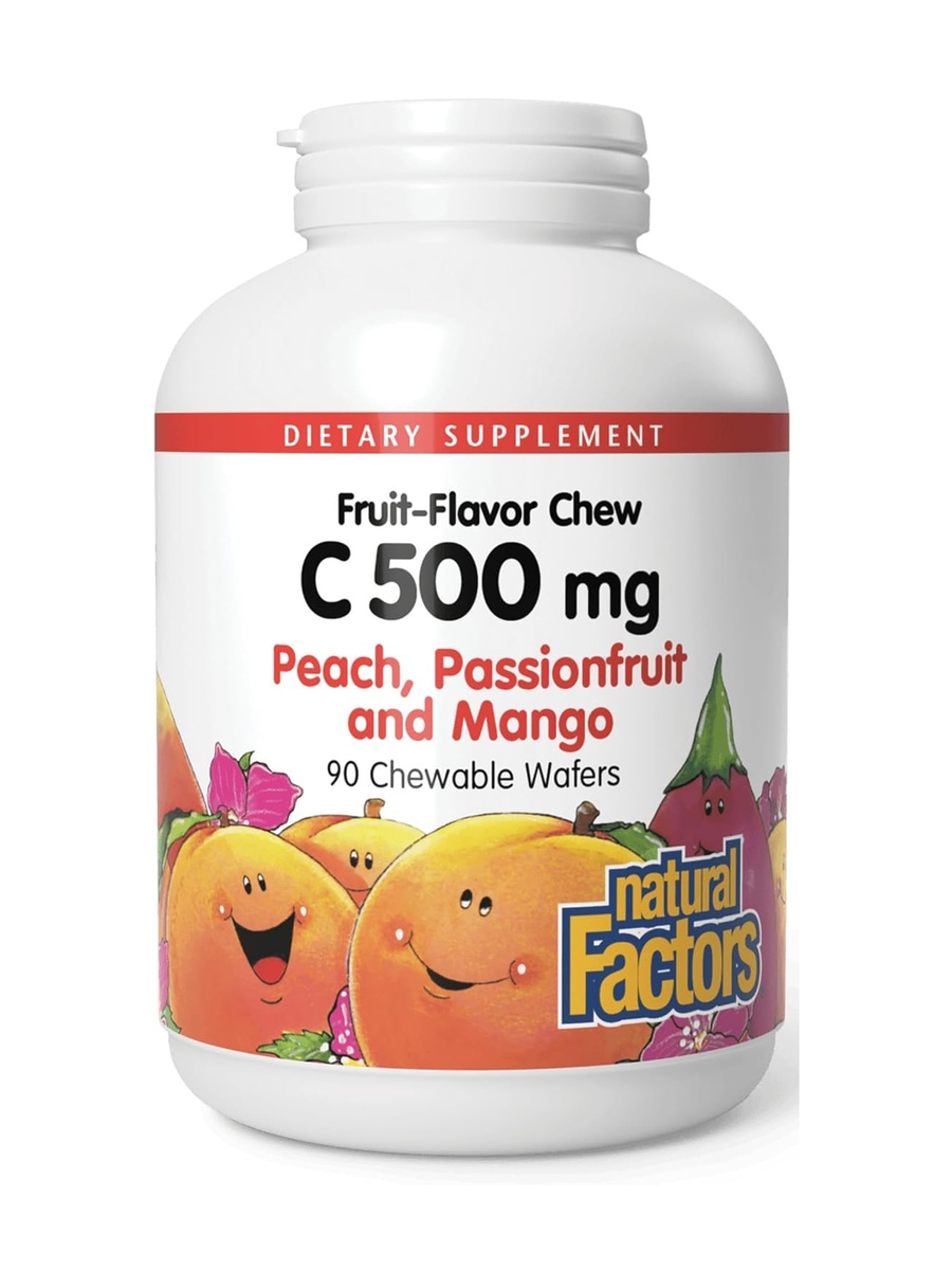 Vitamin C 500 mg | Mixed Fruit Flavour, Peach, Passionfruit, Mango | Immune Support | 90 Chewable Wafers
