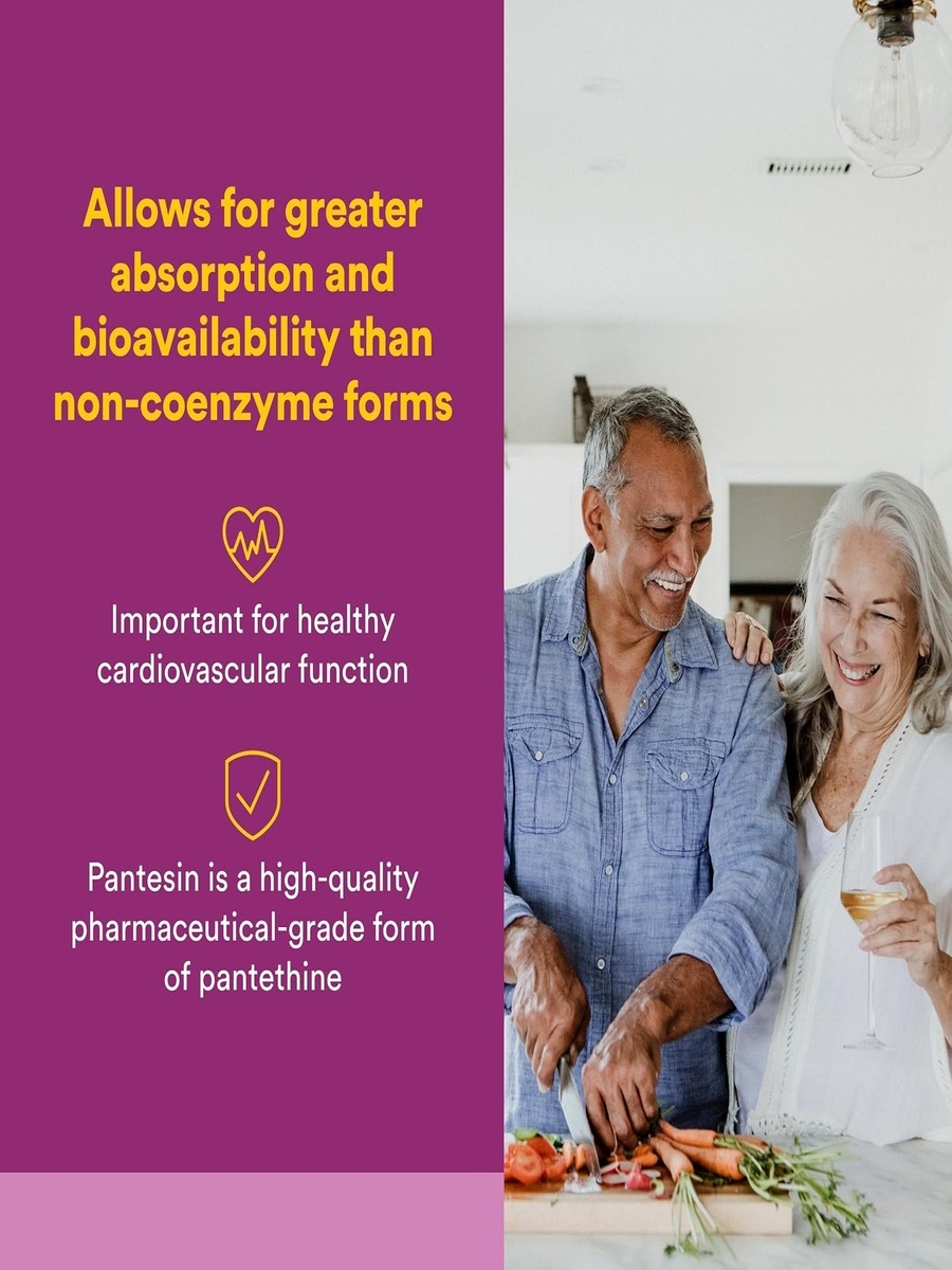 Biocoenzymated Pantethine 450 mg | Unflavored | Cardiovascular Health | Vitamin B5|  60 Softgels
