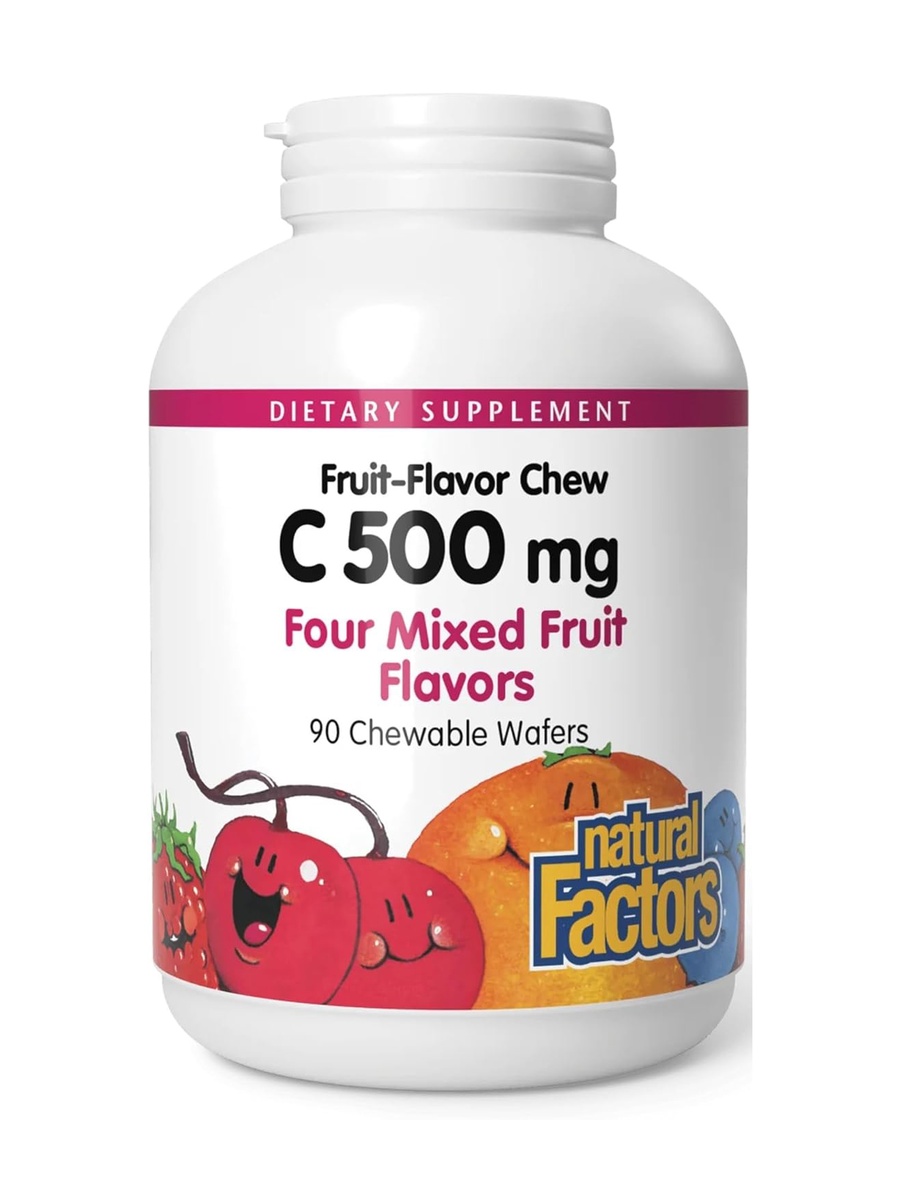 Vitamin C 500 mg | Four Mixed Fruit Flavours | Immune Support | 90 Chewable Wafers