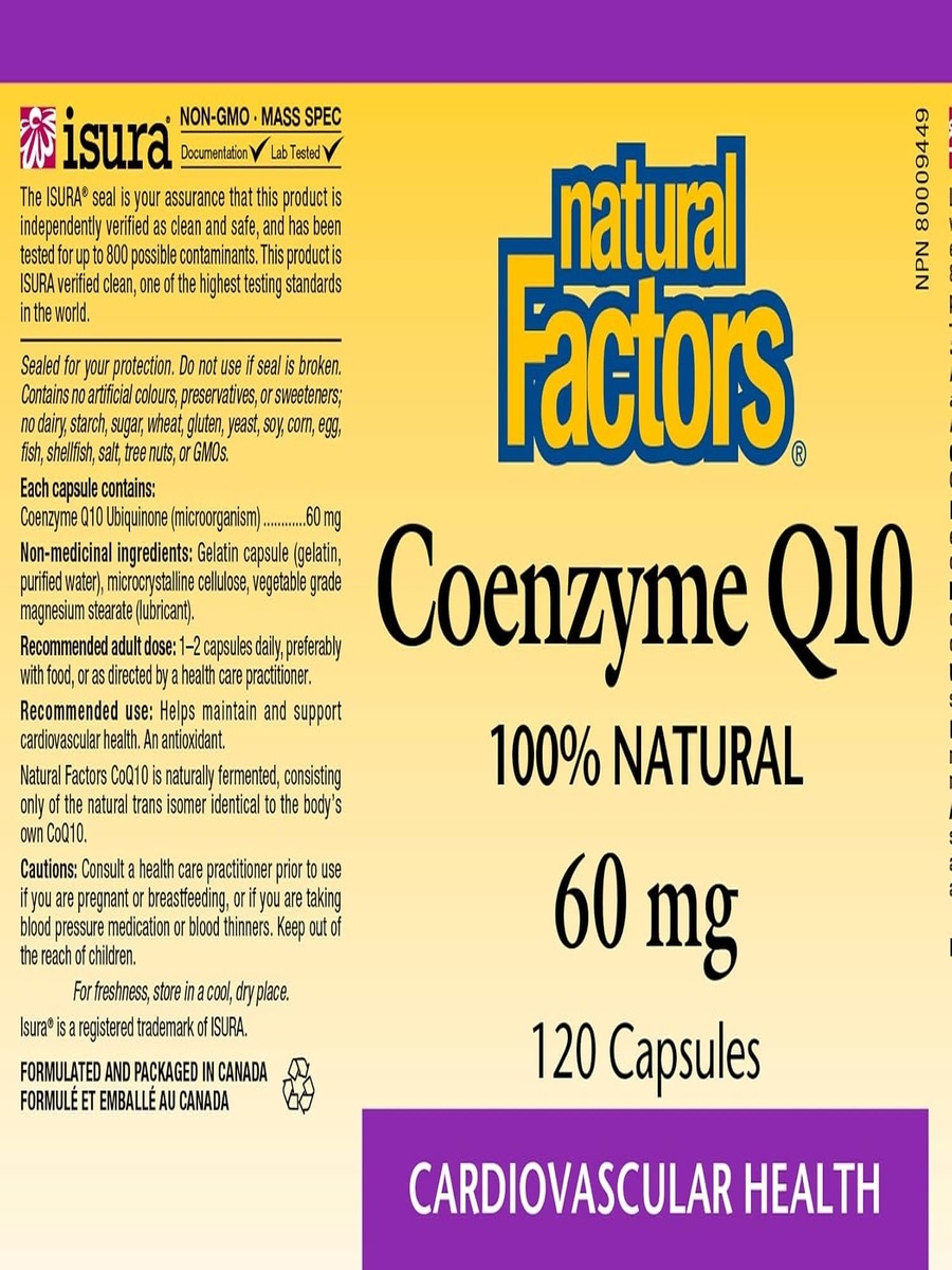 Coenzyme Q10 60 mg | Unflavored | Cardiovascular Health | Vitamin E |  10 Capsules