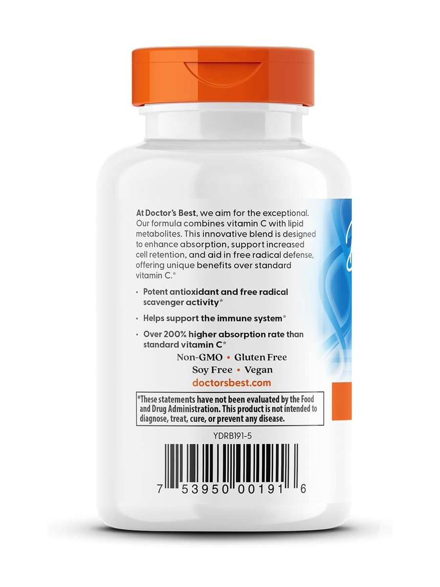 High Absorption Vitamin C | Immune System Support | Antioxidant Support | Unflavored | 60 Tablets
