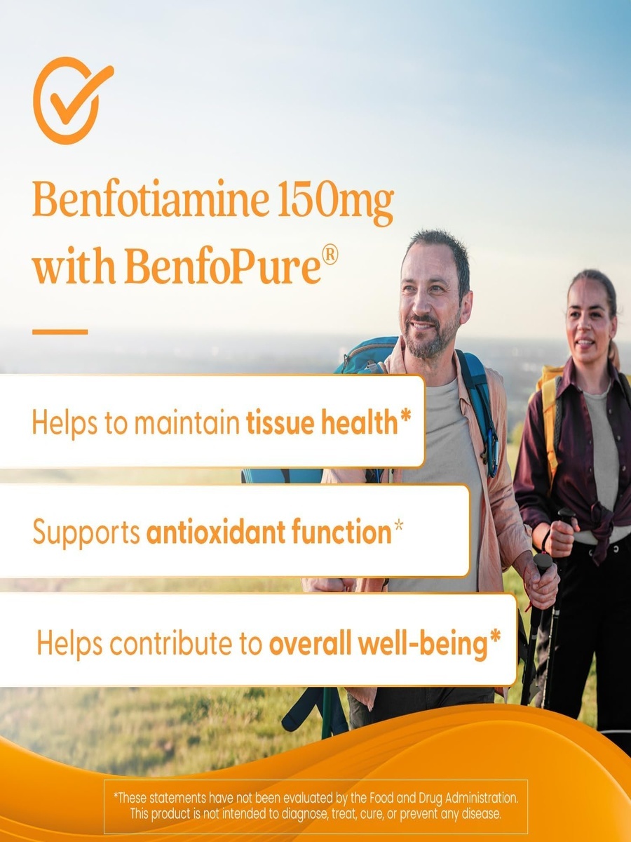 Benfotiamine 300 mg | Vitamin B1 Supplement | Metabolic & Nerve Health Support | Non-GMO, Vegan, Gluten-Free & Soy-Free | 60 Veggie Capsules