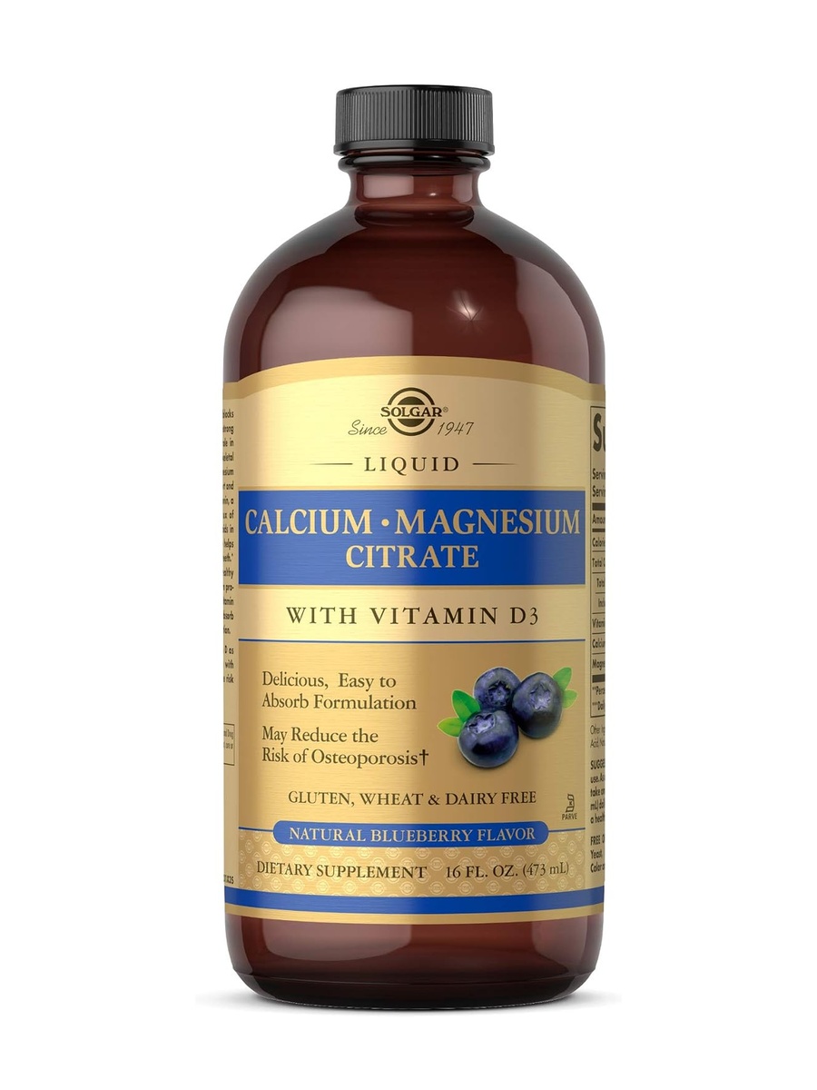 Liquid Calcium Magnesium Citrate with Vitamin D3 | Blueberry, 16 oz | Delicious blueberry flavor | Magnesium | 32 Servings