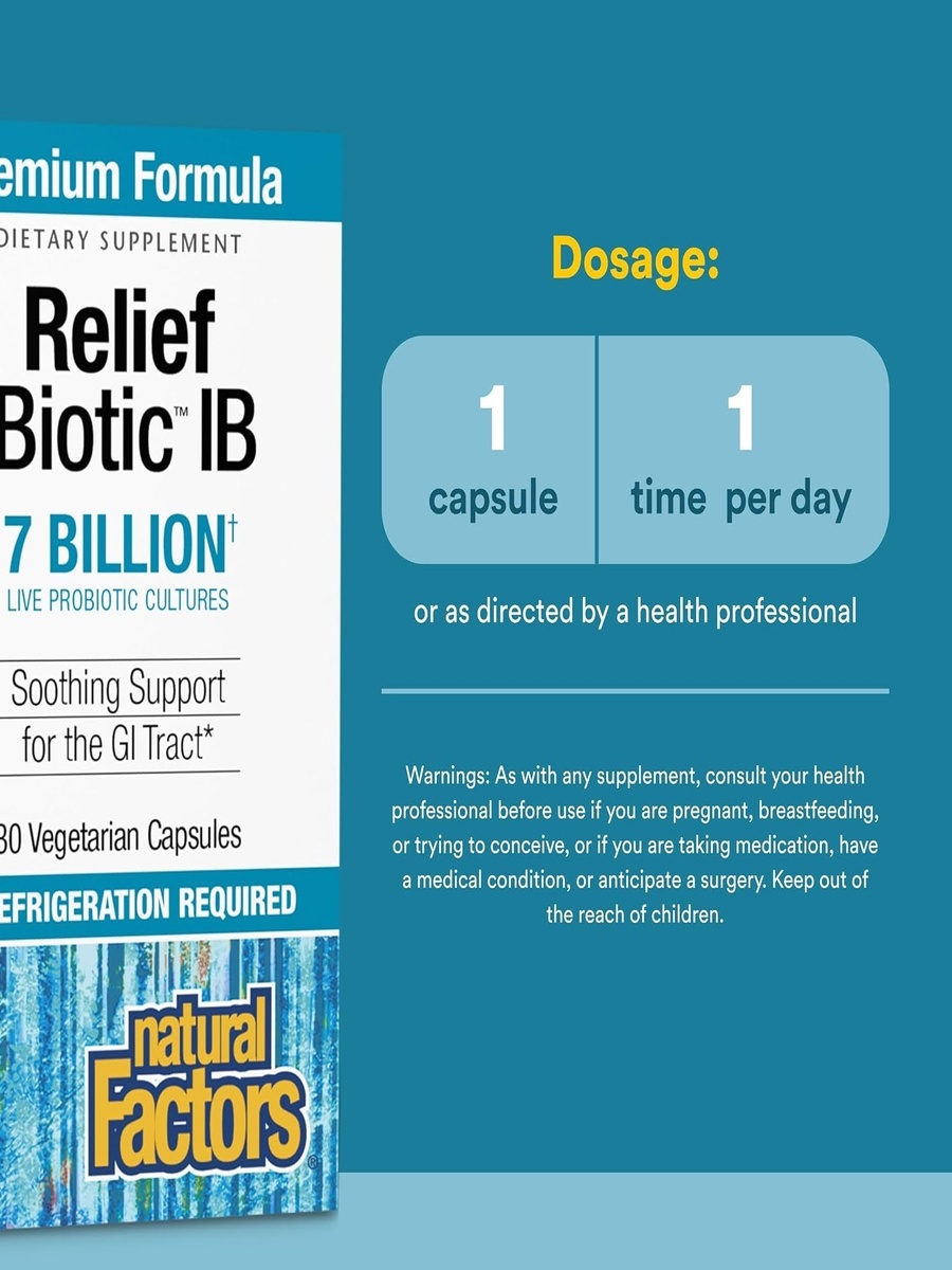 IBS Relief Biotic 7 Billion 4-Strain 30 Vegetable Capsules | Unflavored |  30 Capsules