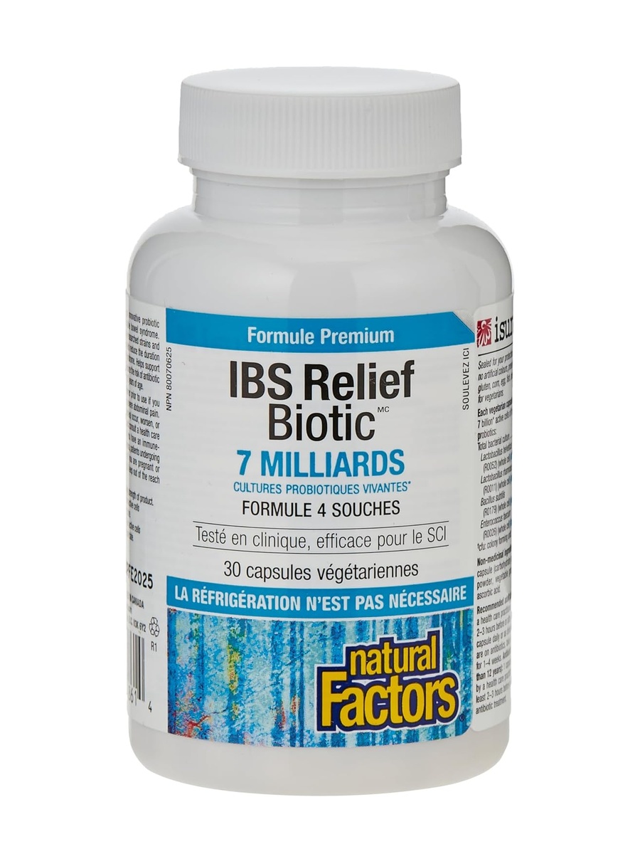 IBS Relief Biotic 7 Billion 4-Strain 30 Vegetable Capsules | Unflavored |  30 Capsules