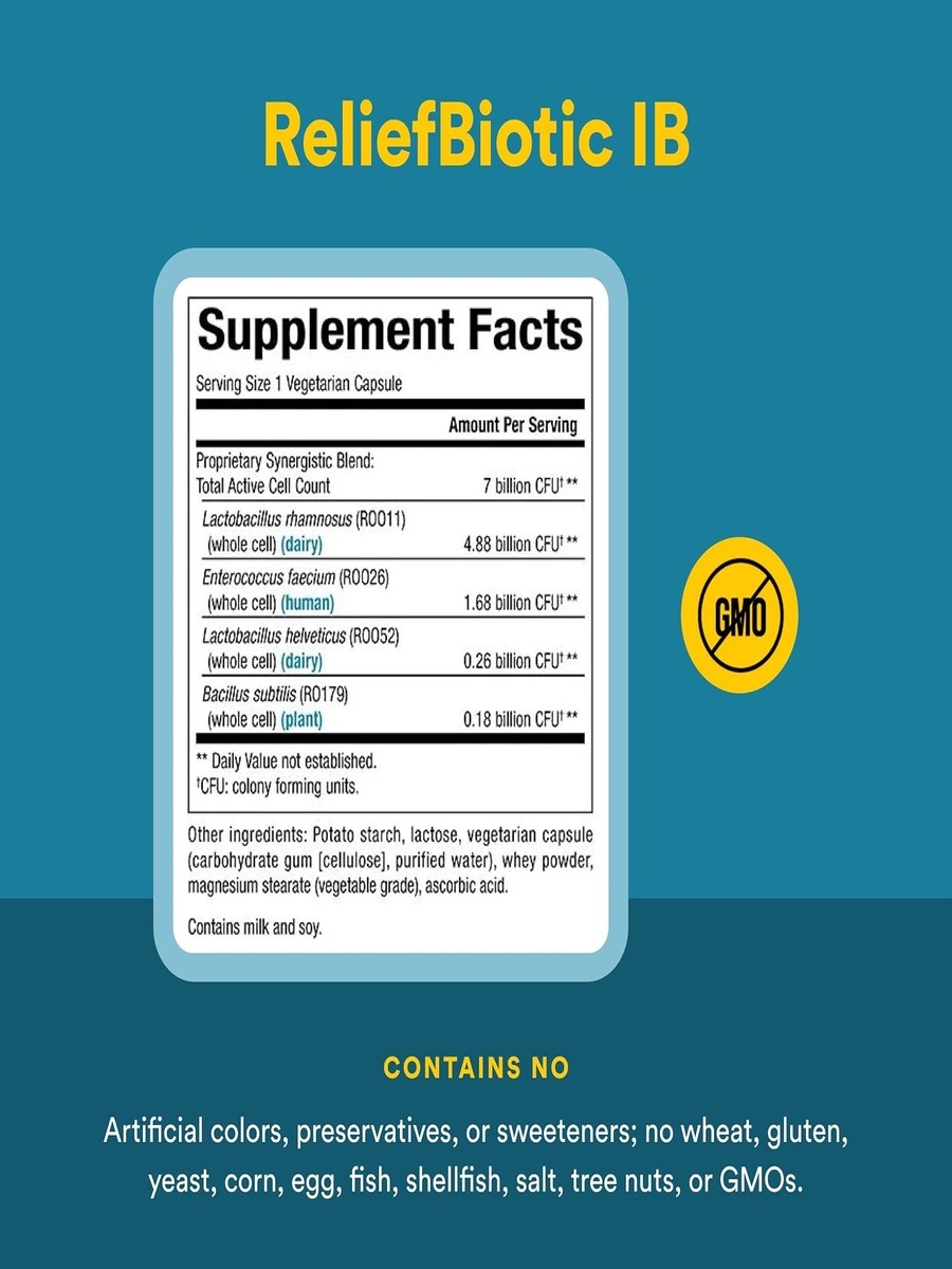 IBS Relief Biotic 7 Billion 4-Strain 30 Vegetable Capsules | Unflavored |  30 Capsules