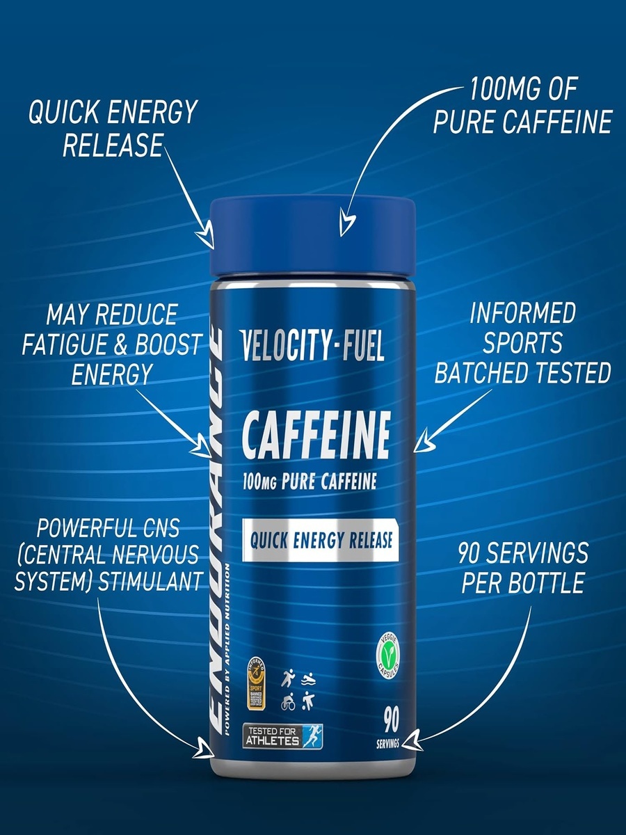 Endurance Caffeine Capsules 100 mg | Unflavored | Energy Management | Pre-Workout Blend |  90 Capsules