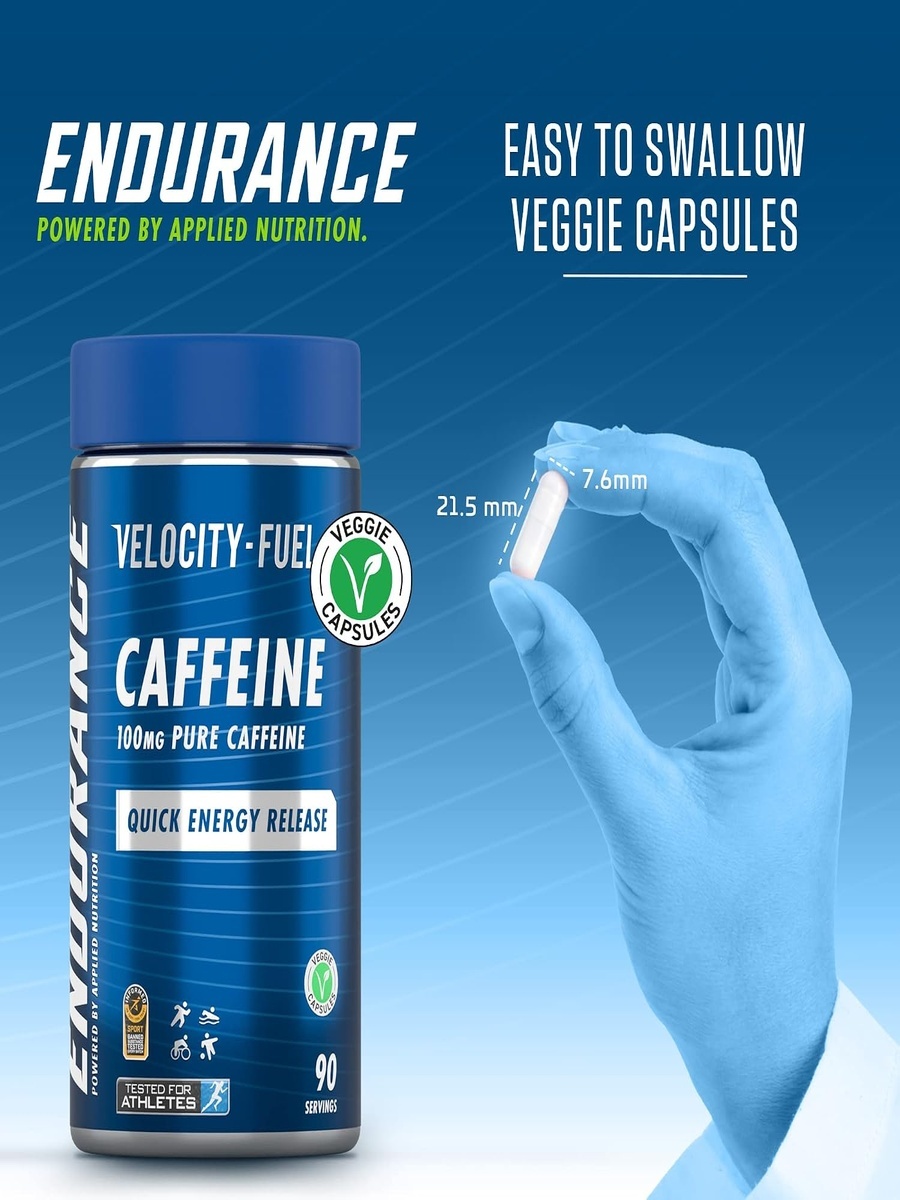 Endurance Caffeine Capsules 100 mg | Unflavored | Energy Management | Pre-Workout Blend |  90 Capsules
