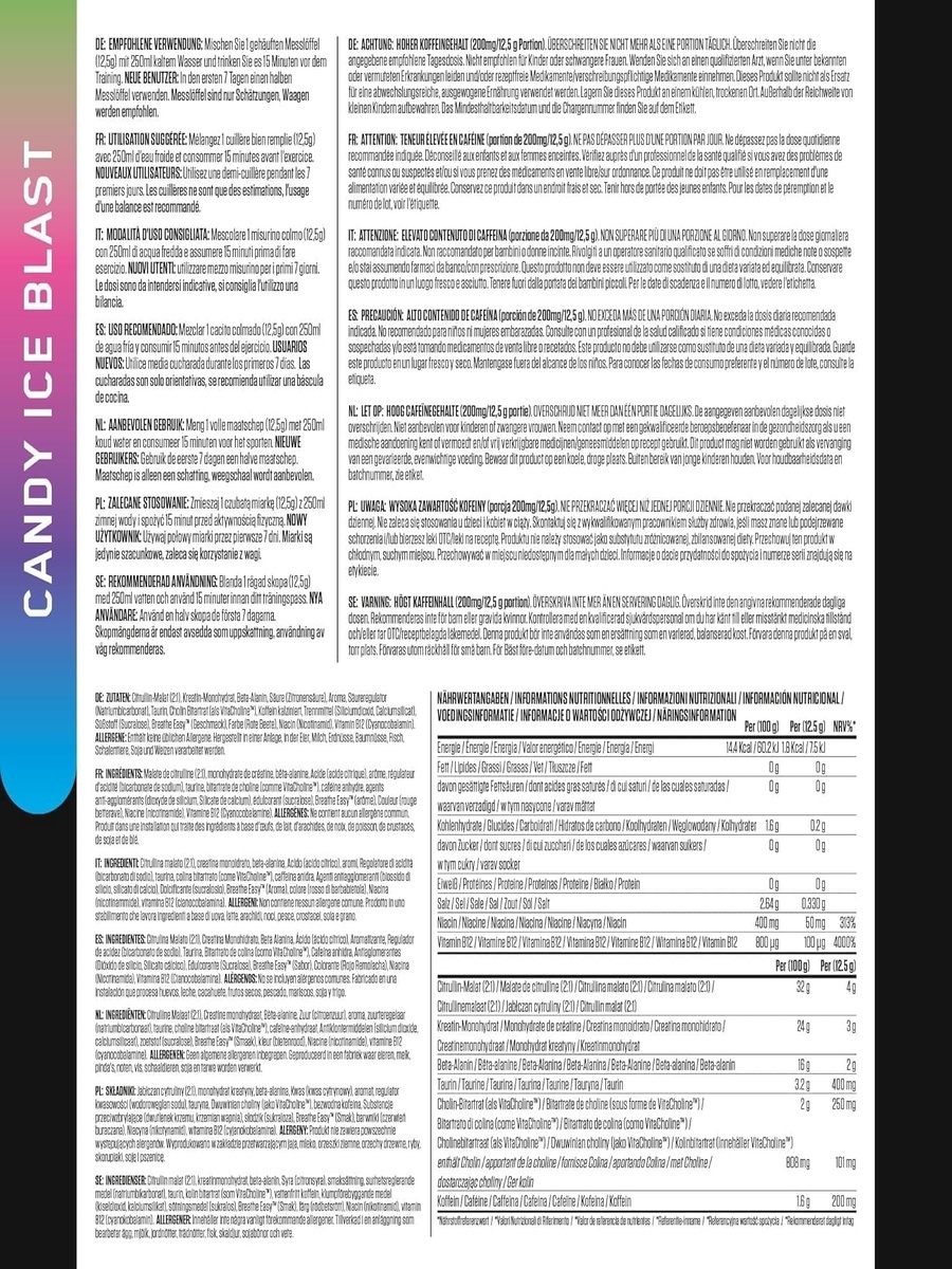 Abe Ultimate Pre-Workout | Candy Ice Blast, 315 g | Energy Management | Creatine | 30 Servings