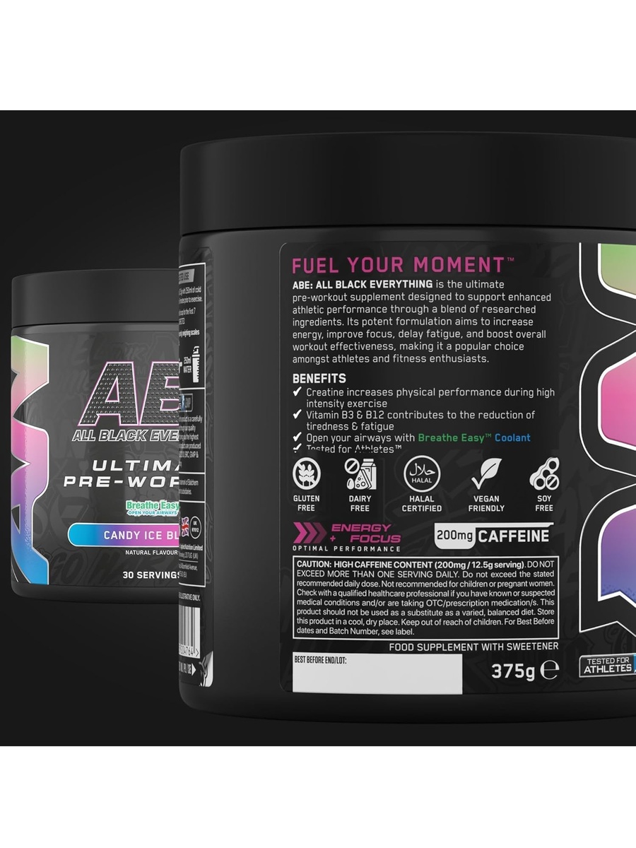 Abe Ultimate Pre-Workout | Candy Ice Blast, 315 g | Energy Management | Creatine | 30 Servings