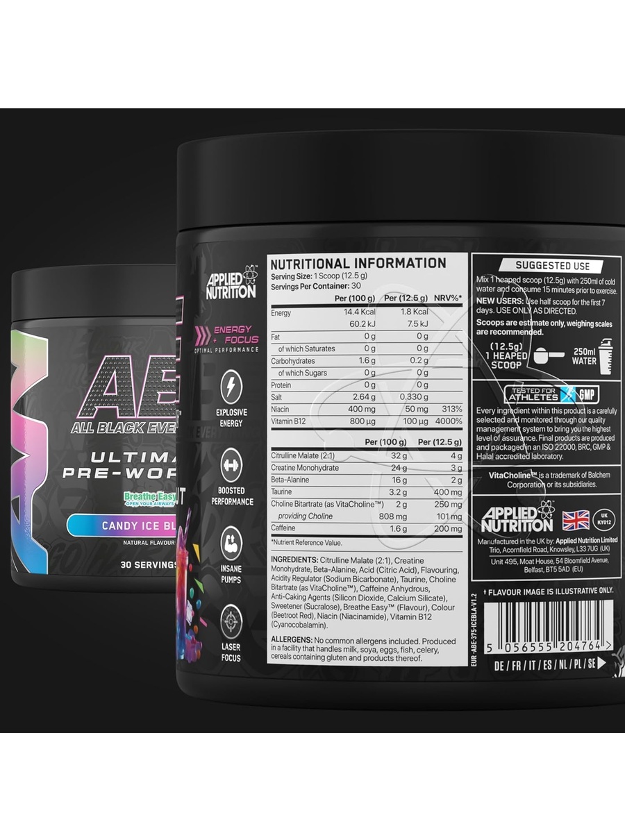 Abe Ultimate Pre-Workout | Candy Ice Blast, 315 g | Energy Management | Creatine | 30 Servings