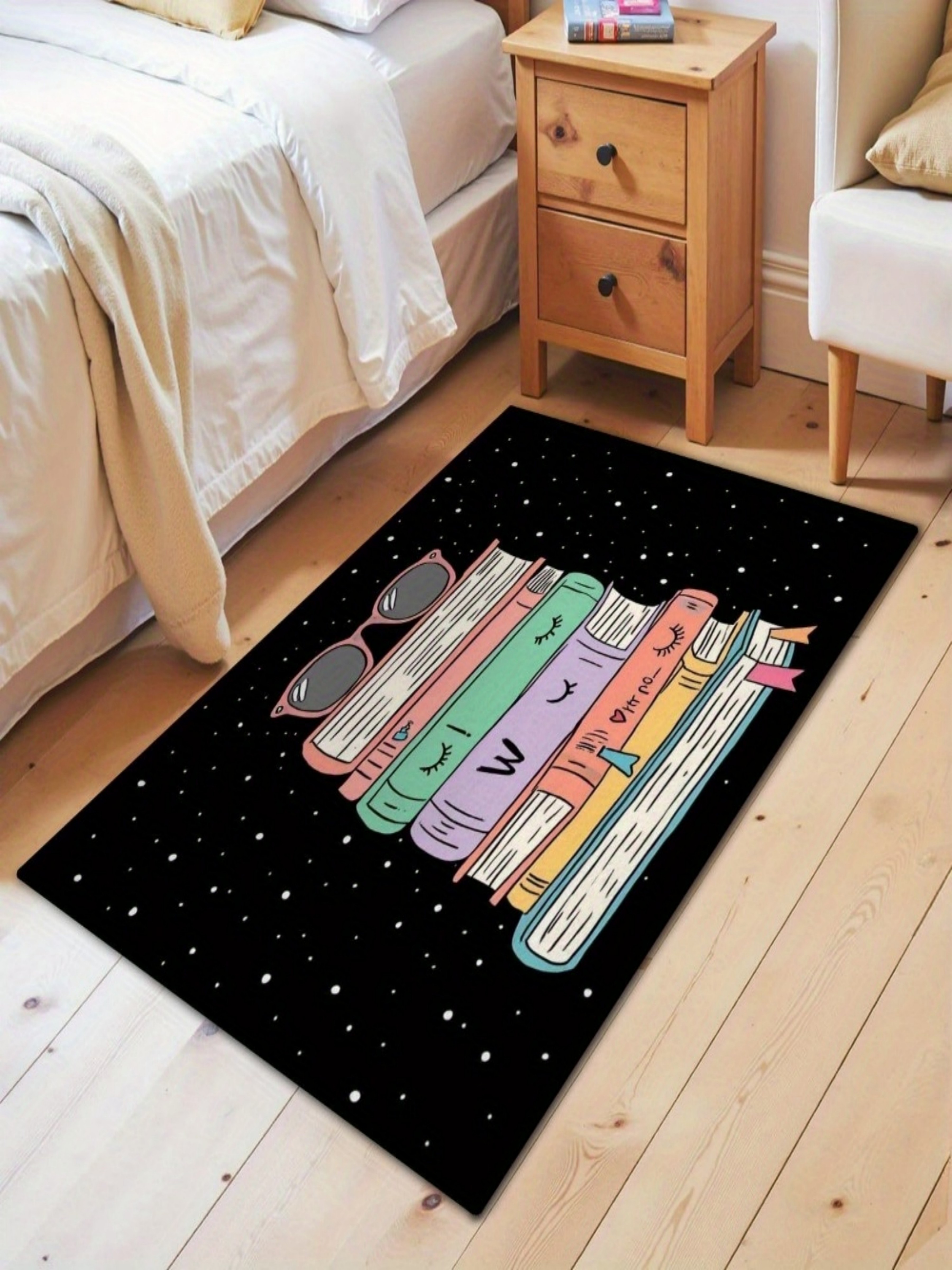 Multi-Color Microfiber Printed Book Stack Indoor Doormat