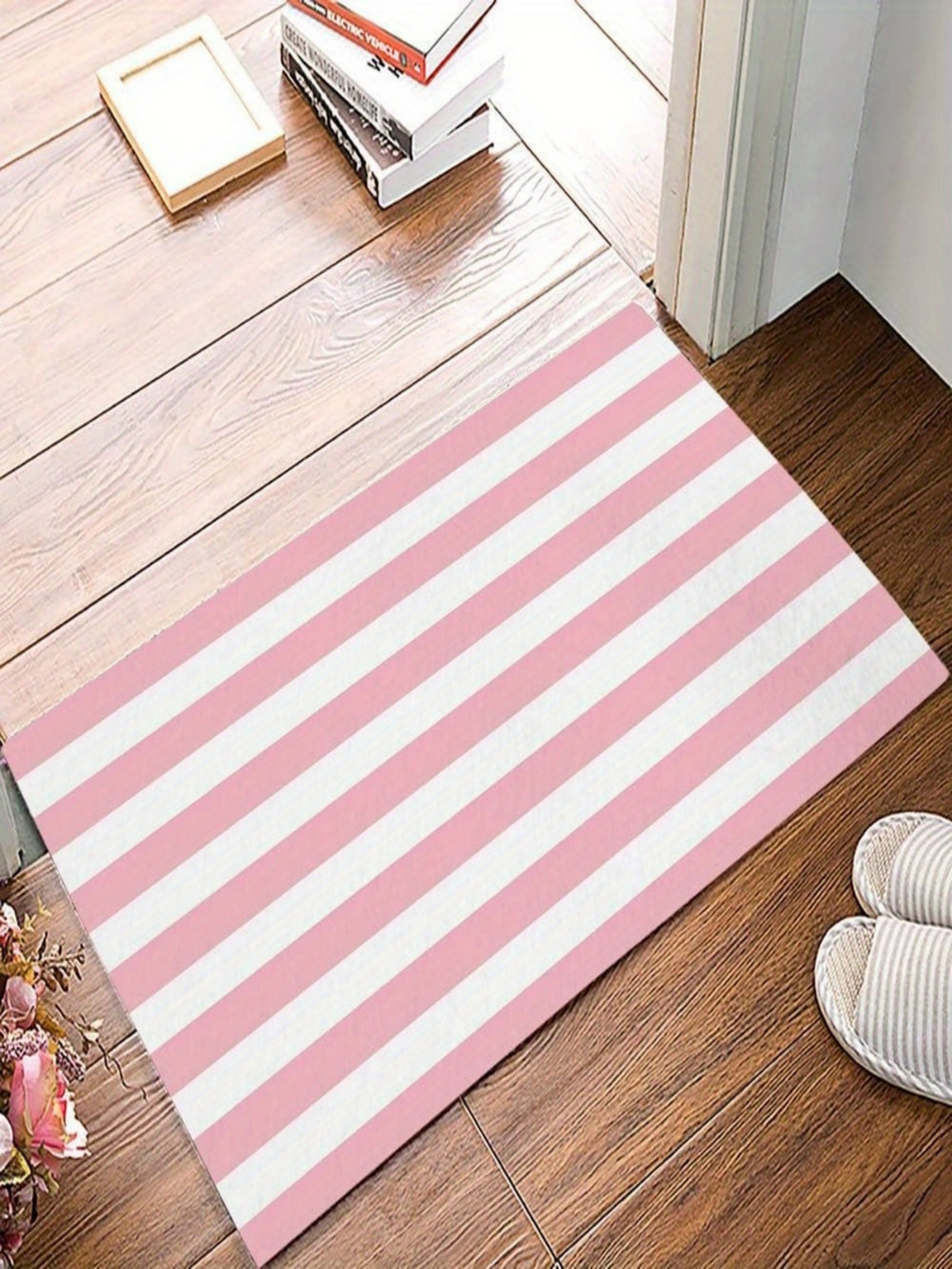 Multi-Color Striped Microfiber Indoor Door Mat