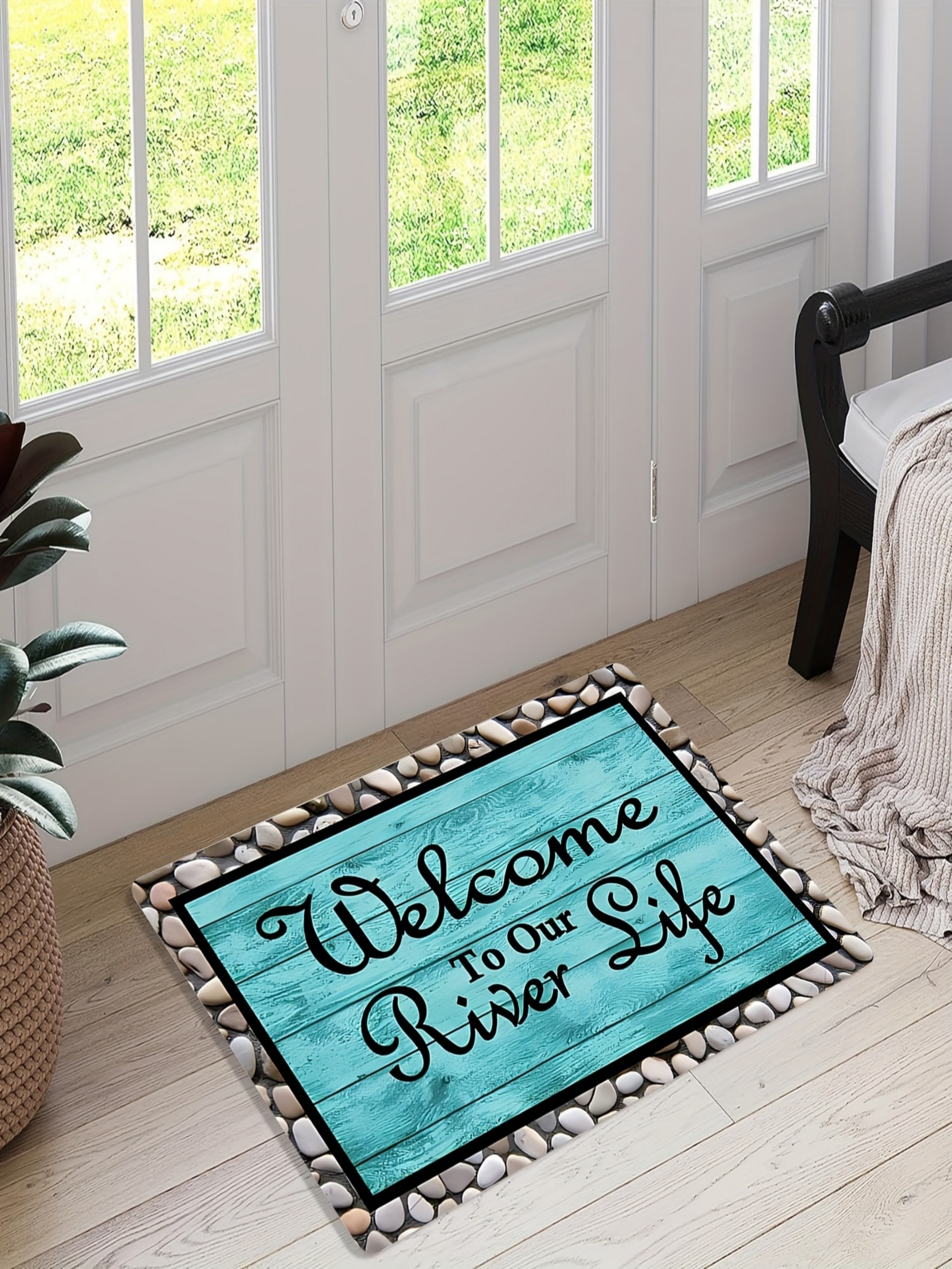 Welcome to Our River Life Microfiber Indoor Doormat