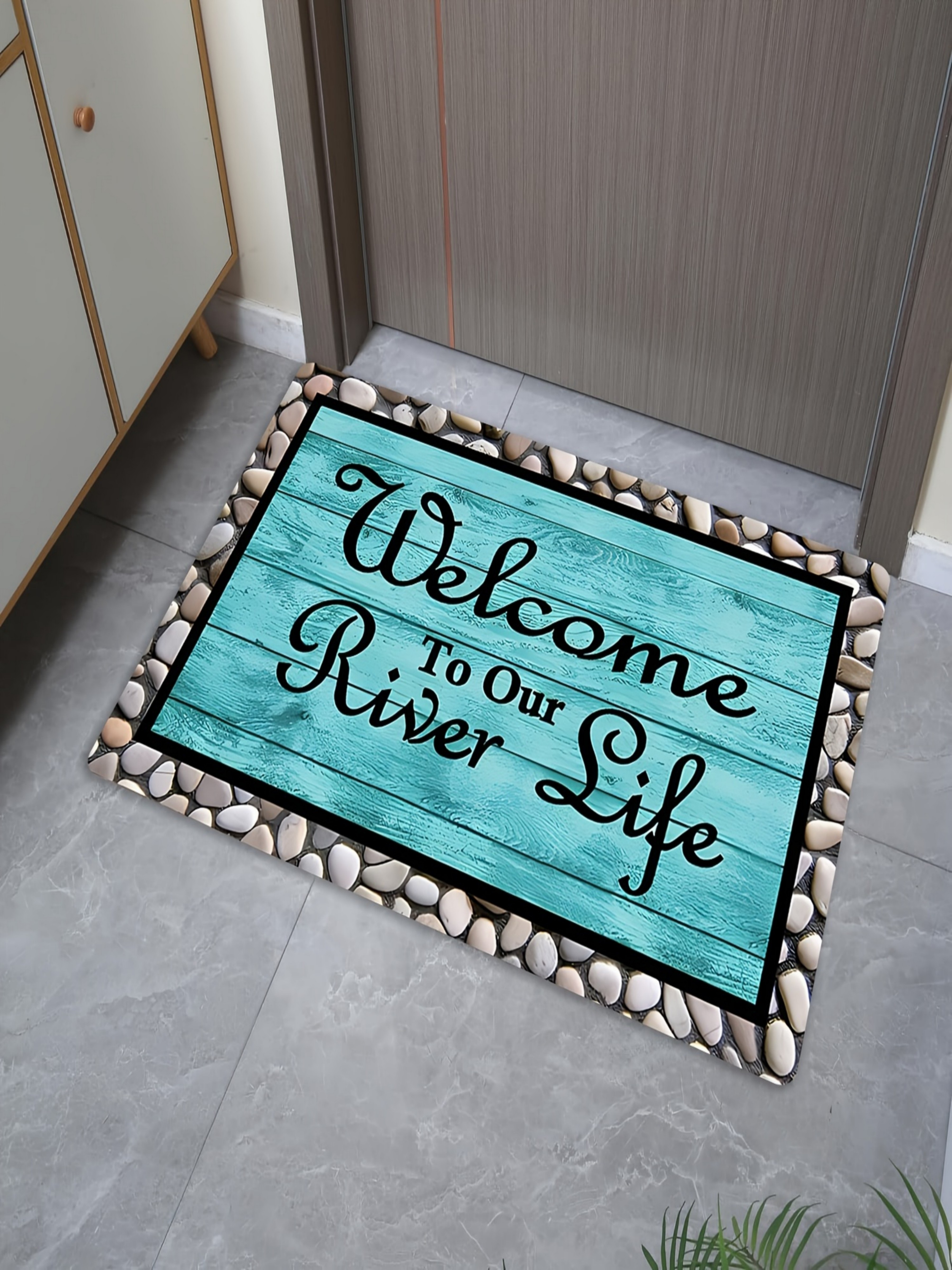 Welcome to Our River Life Microfiber Indoor Doormat