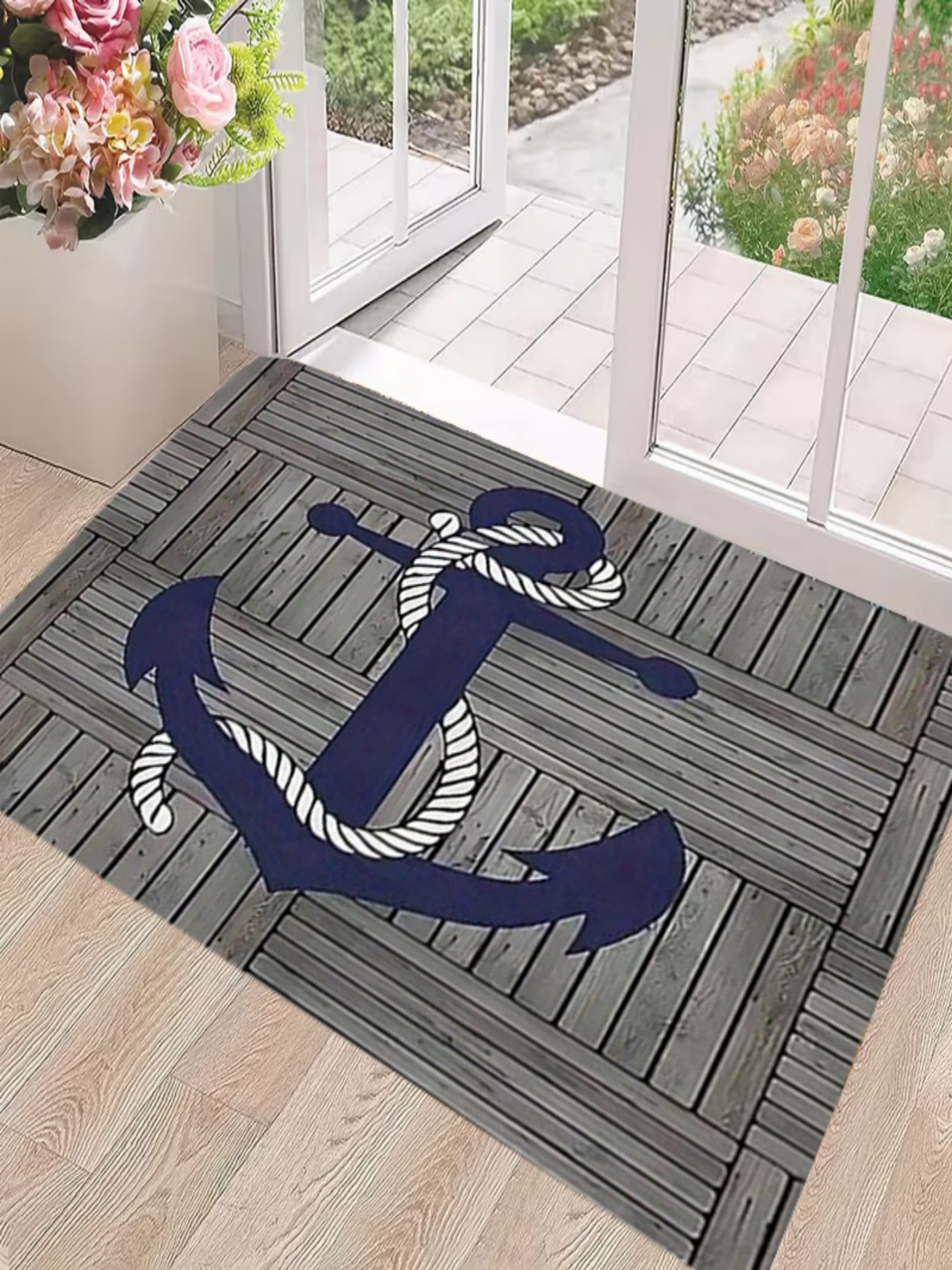 Coastal Anchor Microfiber Non-Slip Door Mat - 40x60cm