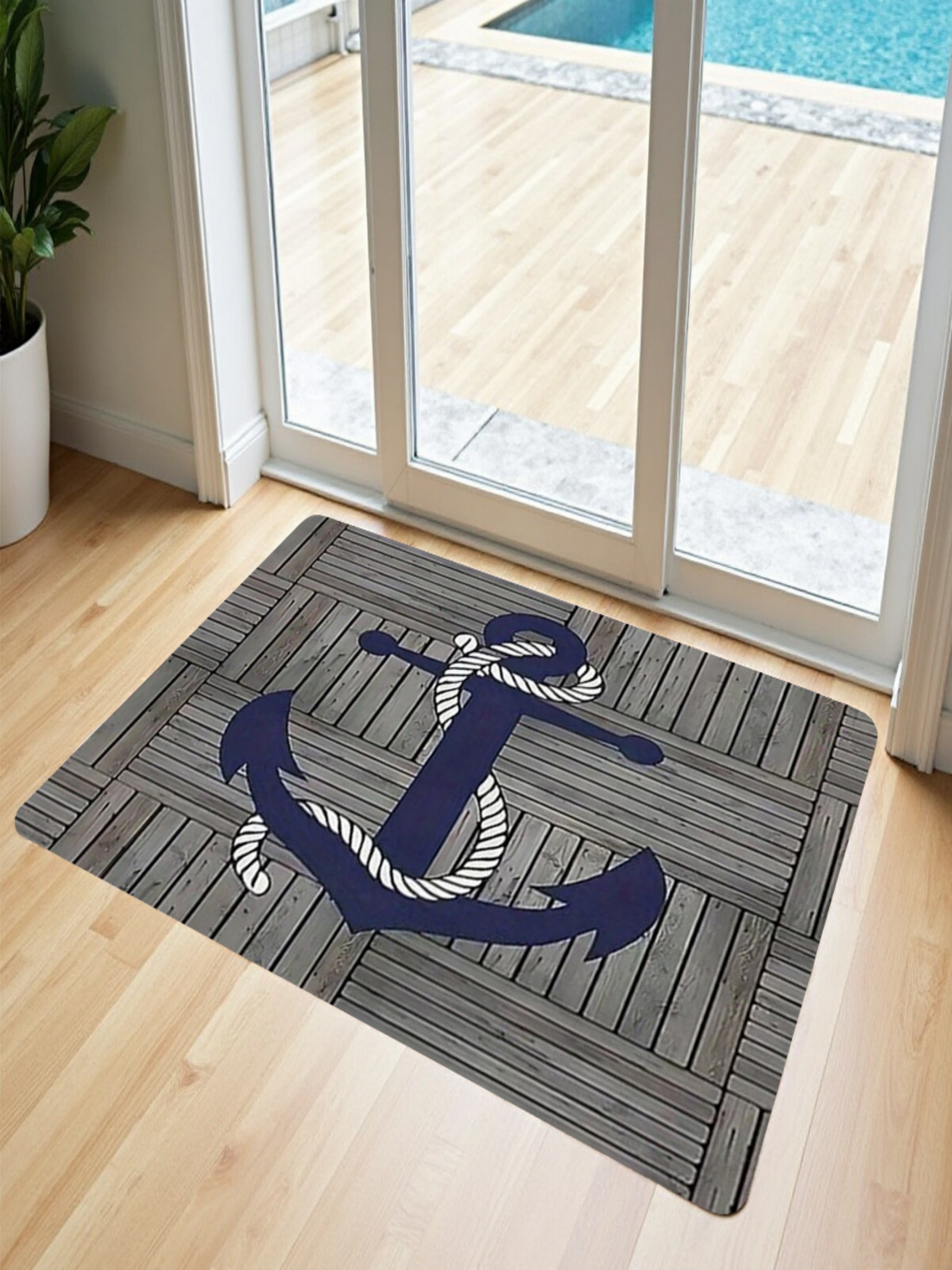 Coastal Anchor Microfiber Non-Slip Door Mat - 40x60cm