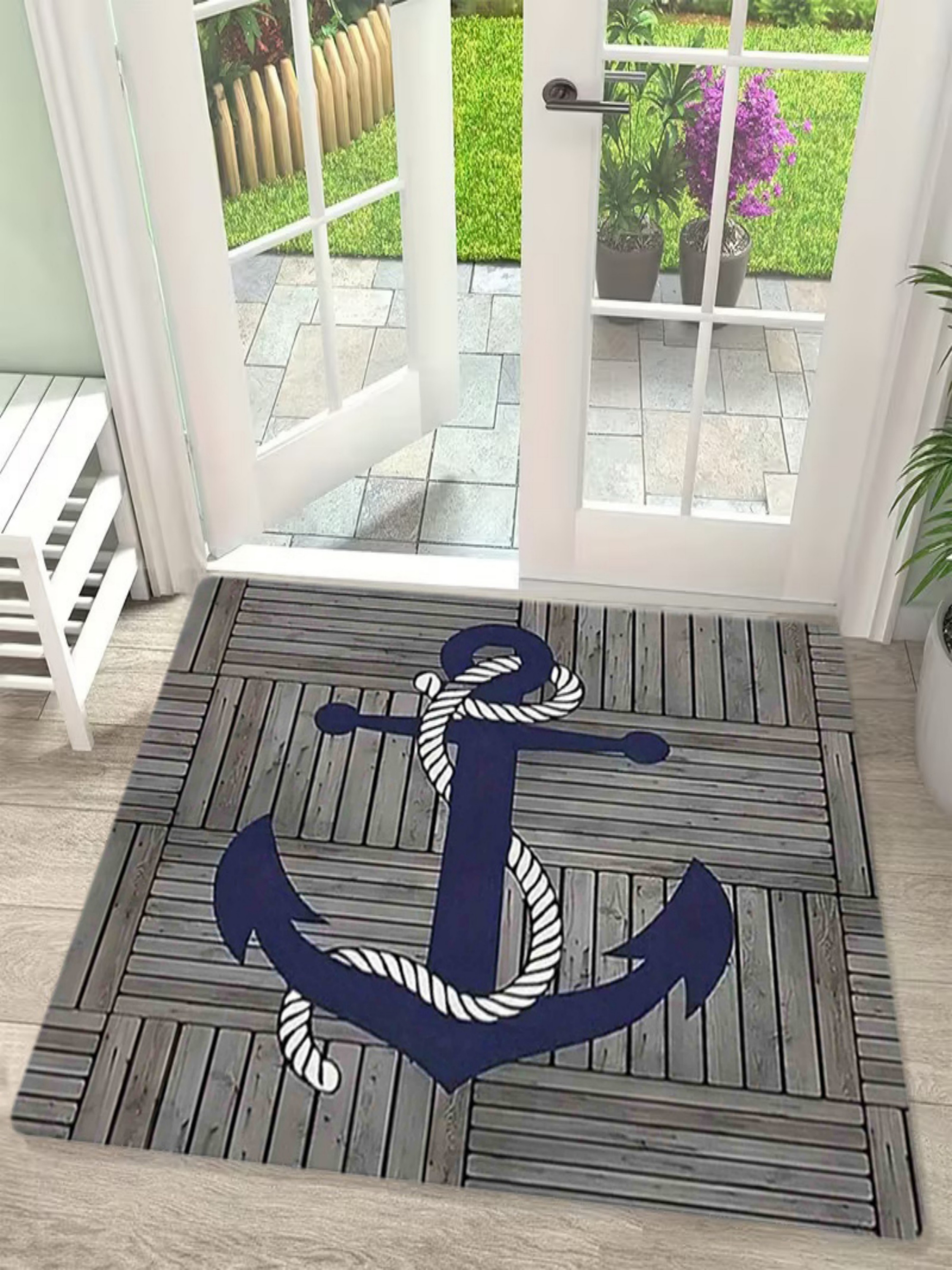 Coastal Anchor Microfiber Non-Slip Door Mat - 40x60cm