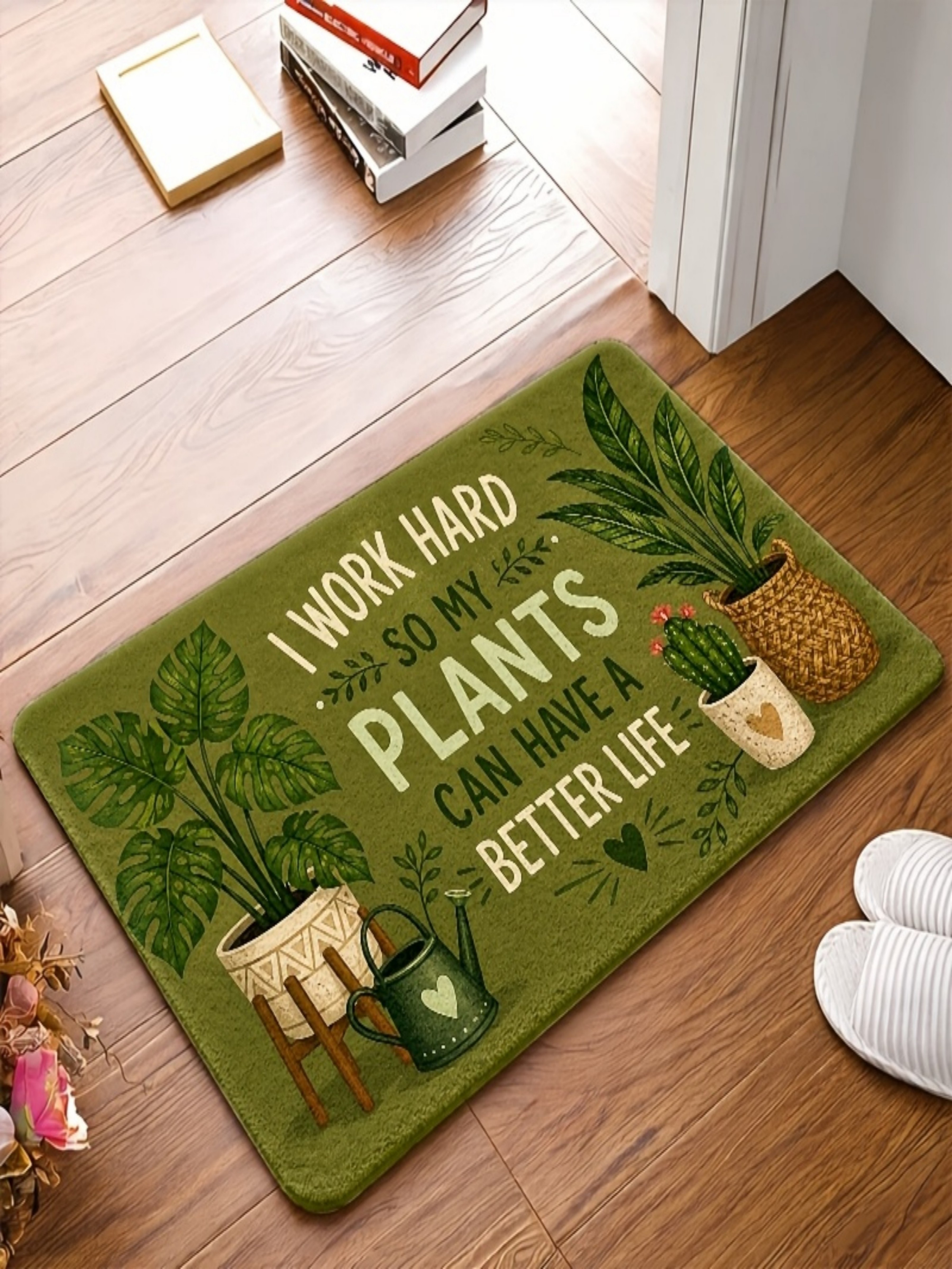 Green Microfiber Plant Lovers Door Mat